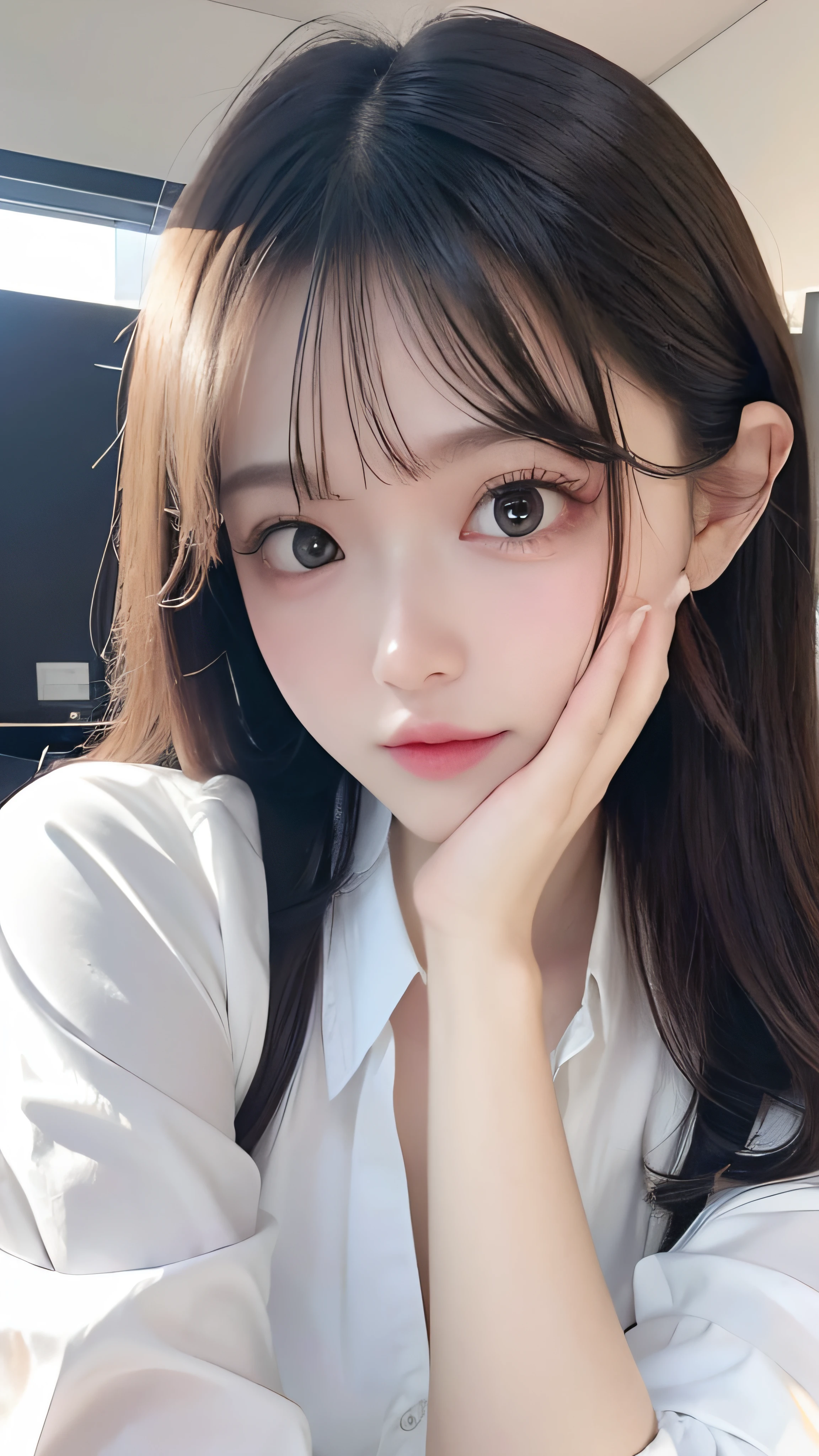 perfect figure beautiful woman：1.4，Layered Hair Style，Protruding cleavage，Lace bandeau：1.5，Highly Detailed Face and Skin Textur，double eyelid，Whiten the skin，Collar