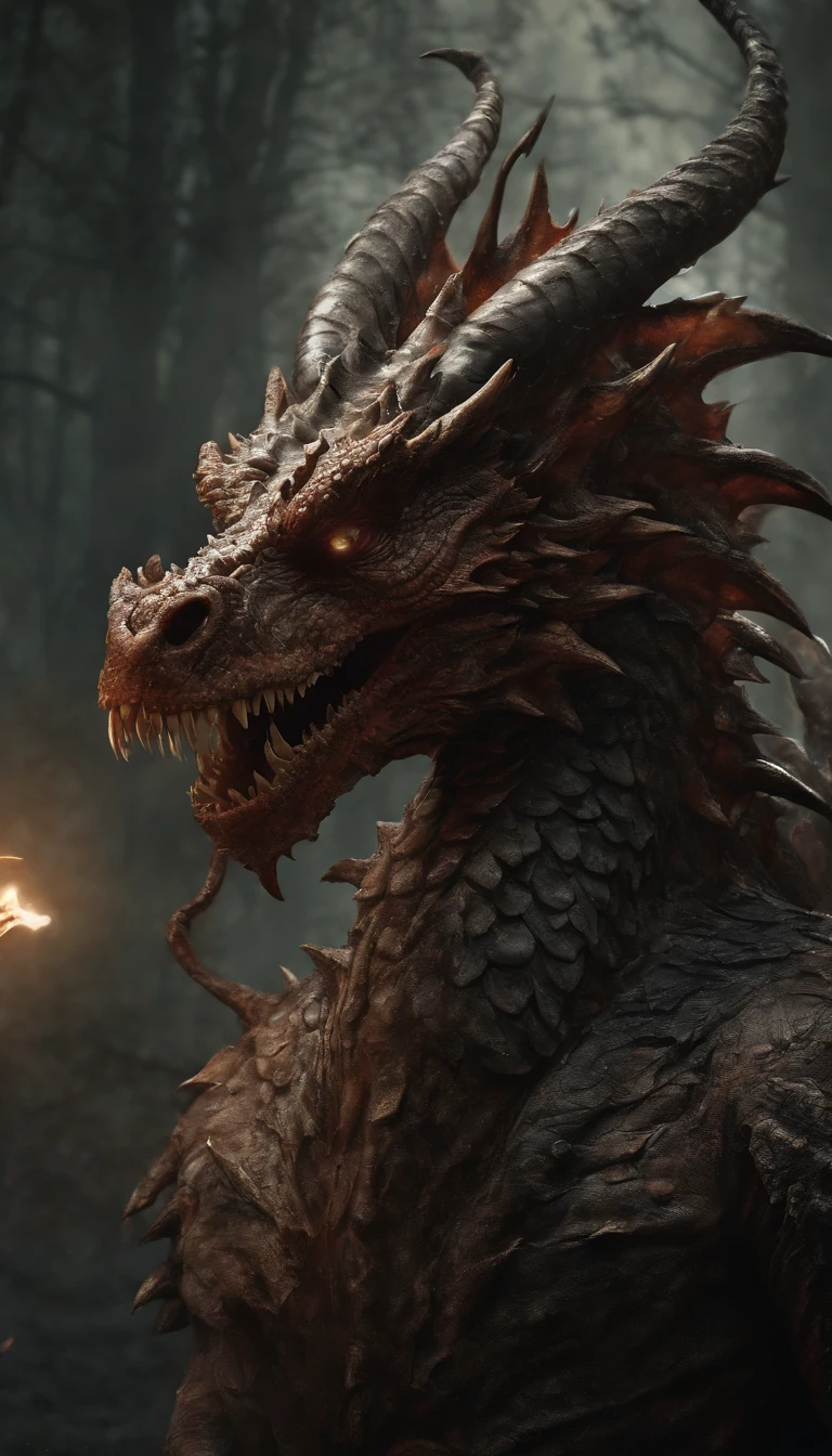 Draw a dragon with a strong, bloody face and bloody head,  Science fiction horror art, sci-fi horror artwork, inspired by Aleksi Briclot, Fangs of the slaughter, horror fantasy art, Alexis Bricklot（Alexis Bricklot）, horror concept art, veneno, Fantasy and horror art, Detailed illustration of 4K horror, magic dragon, dark fantasy horror art