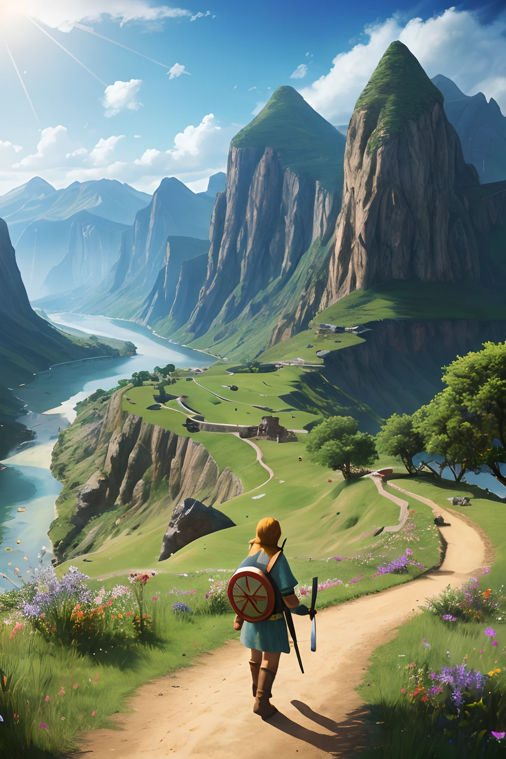 (masterpiece, best quality, high quality, highres, very detailed), the legend of zelda, journey, si-fi, future, landscape, scenery,