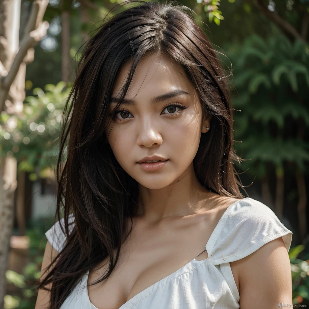 Dark-haired asian , cabelo rabo de cavalo com franja sobre a testa , olhos azuis profundos , estilo legue of legends, foto de perfil , rosto sereno , 8k Full hd, olhos azuis claros, olhos azuis profundos