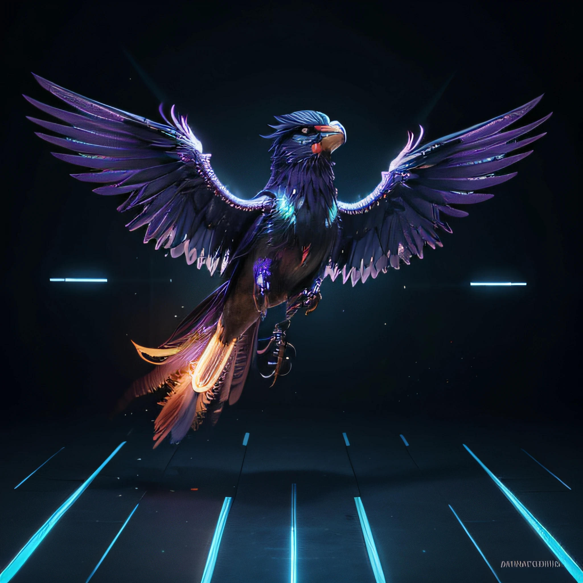 Techno Phoenix profile picture, non-human, simple background
All tags are arranged in order of importance.
Techno Phoenix, glowing eyes, vibrant colors, metallic feathers, futuristic details, sleek and streamlined body, intricate patterns, dynamic posture, sharp beak, intense gaze, holographic effects, mechanical wings, neon lights, energy emanating from body, electric blue and purple hues, digital art, digital rendering, abstract concept, minimalistic background.