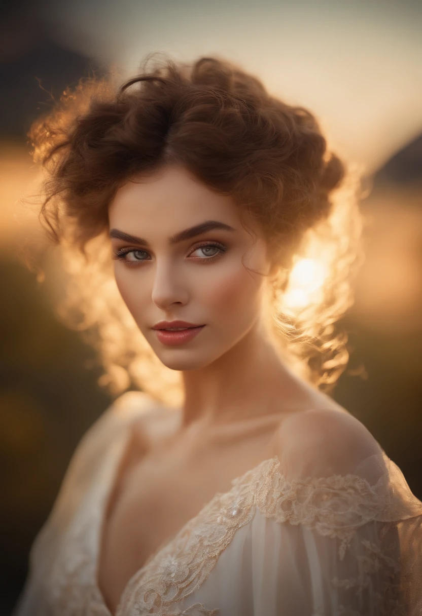 (best quality,4k,highres,masterpiece:1.2),ultra-detailed,beautiful detailed eyes,beautiful detailed lips,extremely detailed eyes and face,long eyelashes,1girl,photorealistic,portrait,realistic,high fashion,painting,creative lighting,soft colors,warm tones,graceful pose,artistic background,subtle expression,dreamy atmosphere,delicate details,lens flare,shadows and highlights,crisp focus,vivid colors,fine texture,fine art,professional,professional model,stylish,contemporary,modern,background elements,fashion accessories,curly hair,flowing gown,beauty shot,studio lighting,romantic scene,sophisticated,ethereal