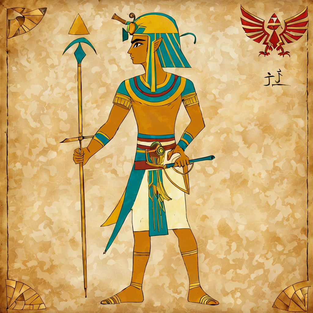 ancientegypt, the legend of zelda, old egyptian drawing of character of Link