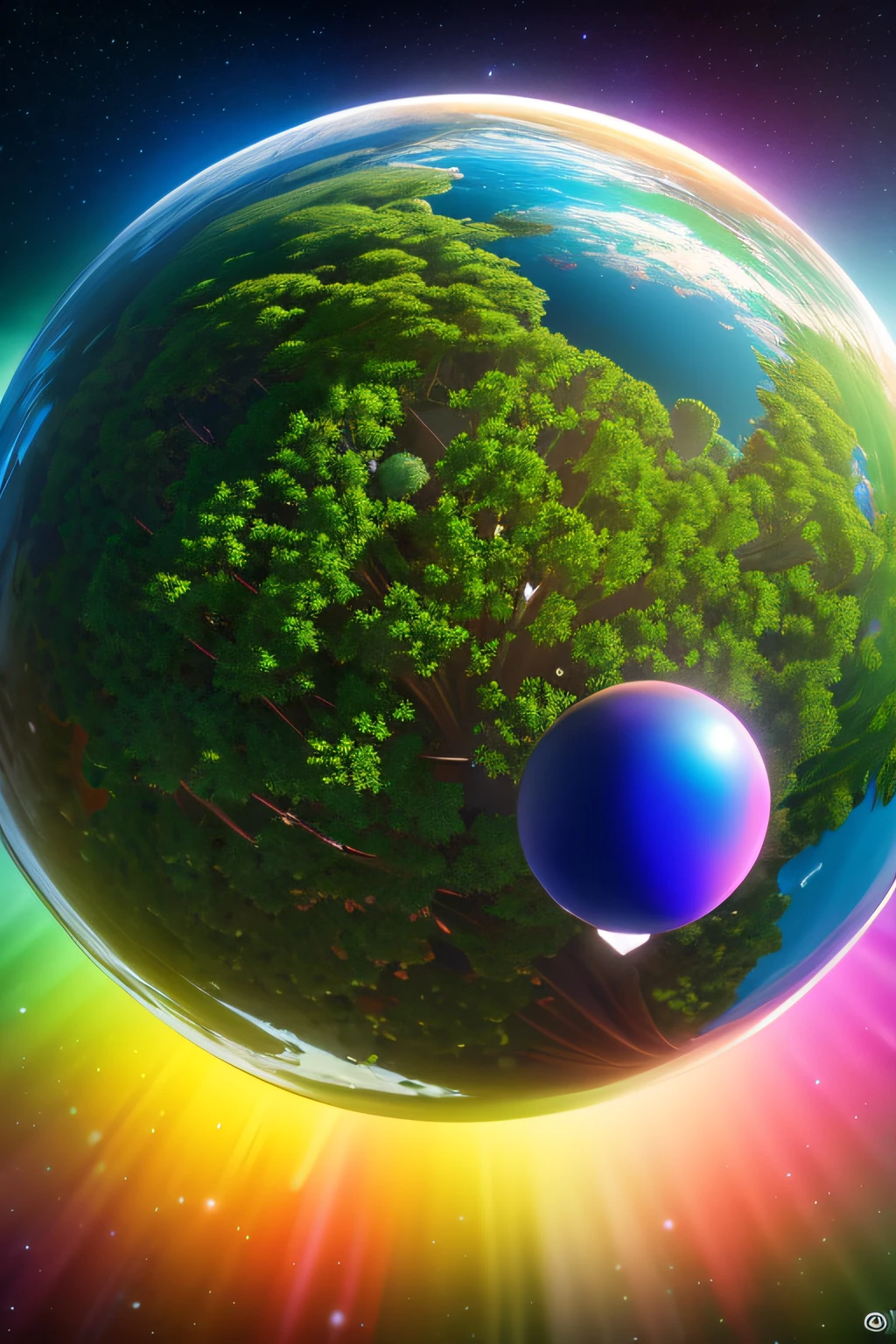 (((masutepiece))) (((Best Quality))) glass sphere, The tree々Close-ups of planets with lots of, Overgrown planet, Green Planet, World of Fractals, A world full of fantasy, Fantasy Planet, dyson sphere, Pink Planet, 3d render beeple, planet landscape, Round planet inspired by Johrah Boschart, planet, A futuristic world, Psychedelic Flower Planet, Ethereal world,