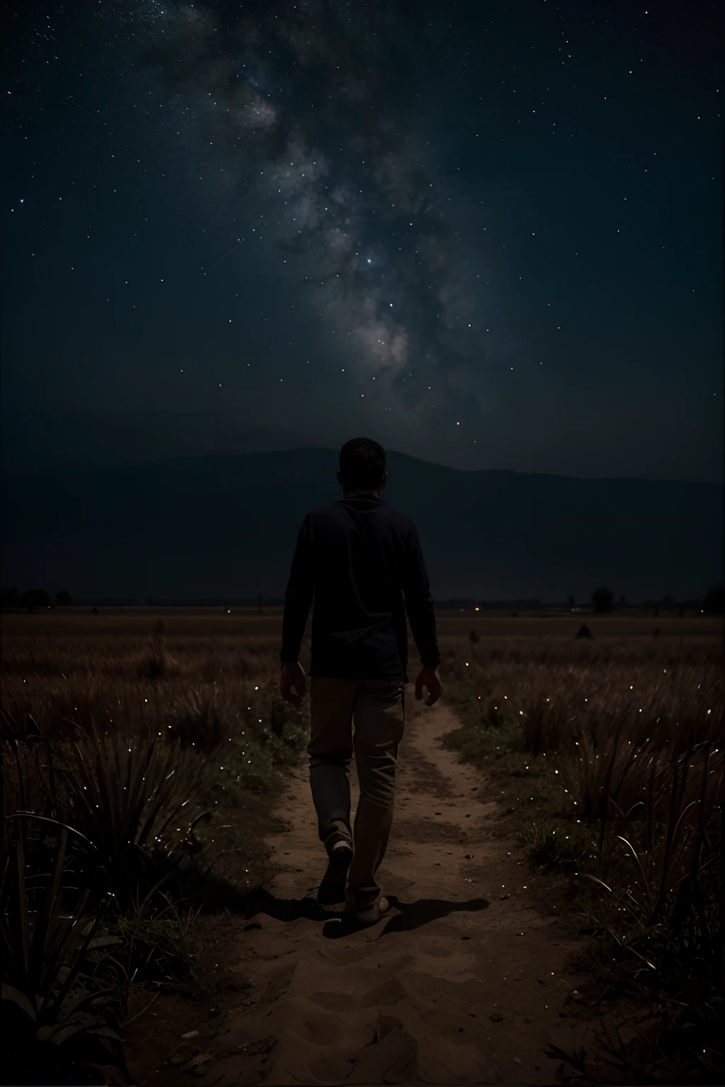indo embora de costas, A spirit leading him, taking his hand also with his back to infinity, melancholic image, capa de album.