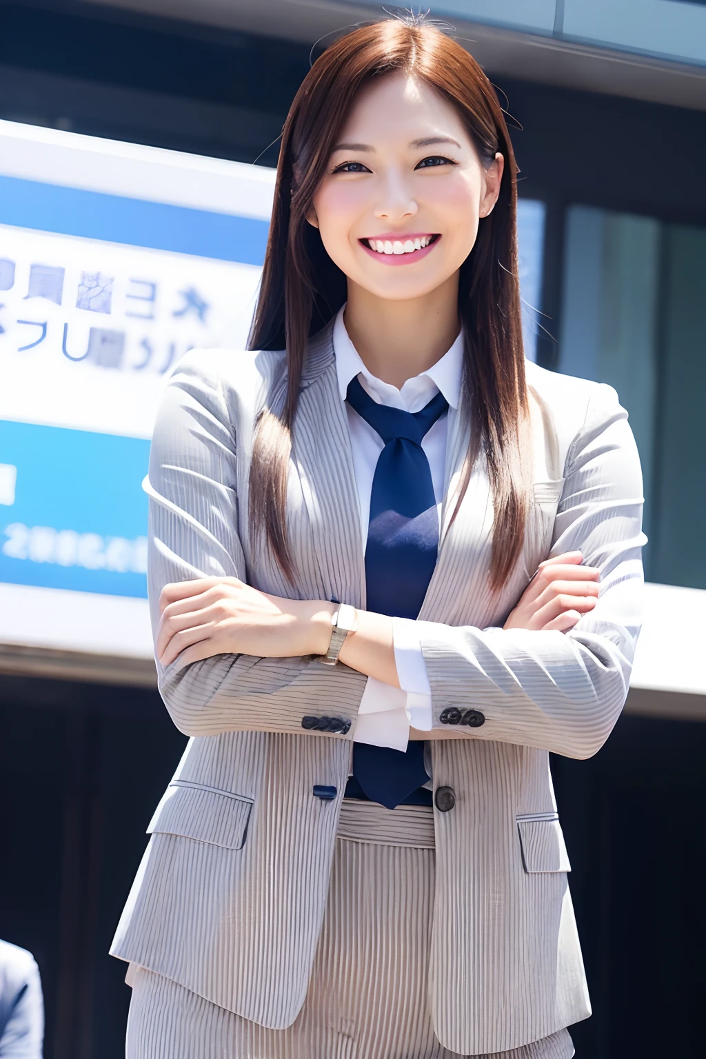 Persuasive businessman、male people、A refreshing smile,Looking at the front、Front shot、power pose、announcer