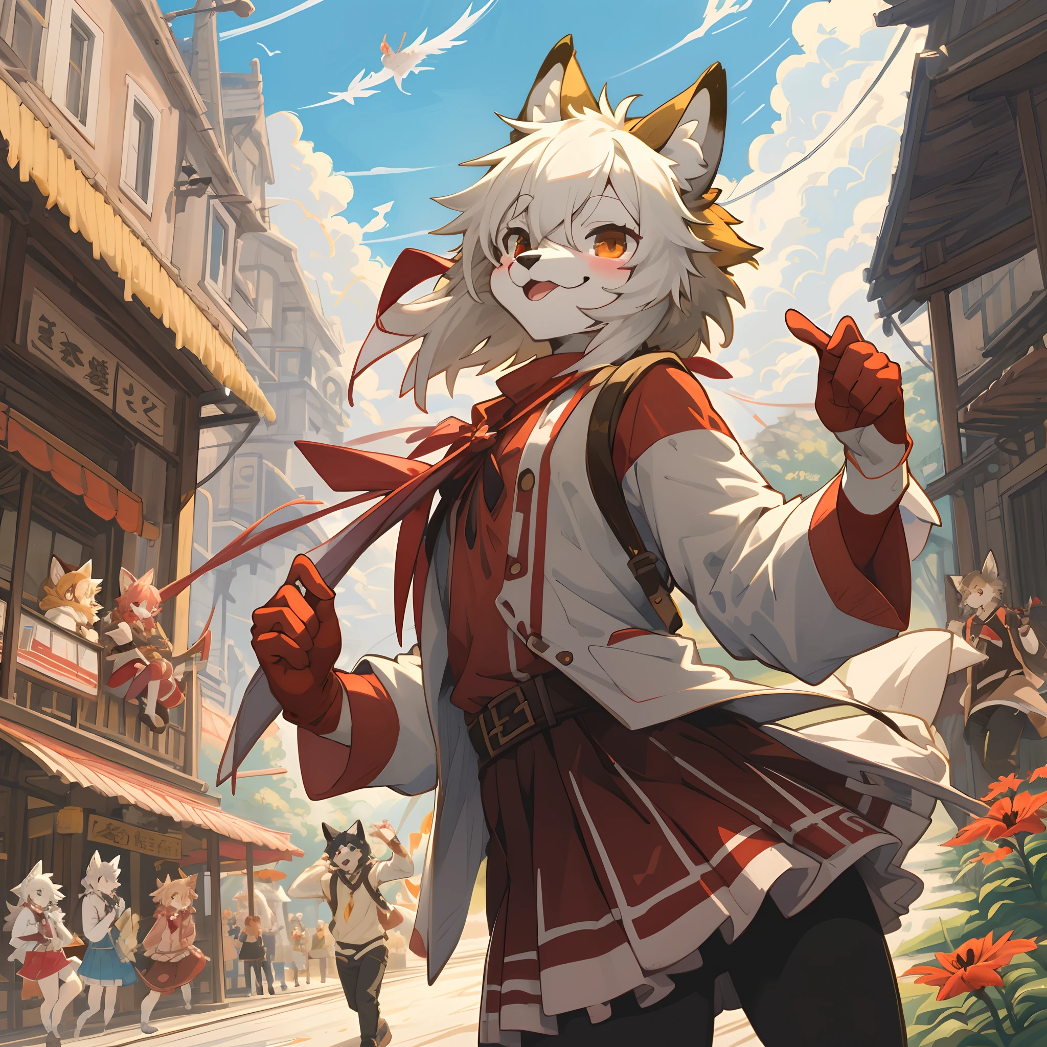 cover_page, highres, top quality, best quality, paid reward available, High-quality illustrations, unparalleled masterpiece, perfect artwork, absurdres, super high resolution, detailed background, red spider lilies, 6+boys, 6+girls, Happy, joyful(Photos of solo travelers)(kemono, furry anthro),