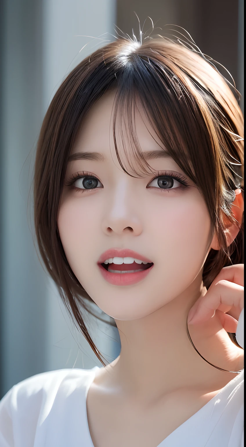 Tabletop, highest quality, figure, Super detailed, In detail, High resolution, 8k wallpaper, Perfect dynamic composition, Beautiful fine details , Hotel(but), Sexy Face,A face of ecstasy,The face at the peak of sexual arousal,Sex-excited face