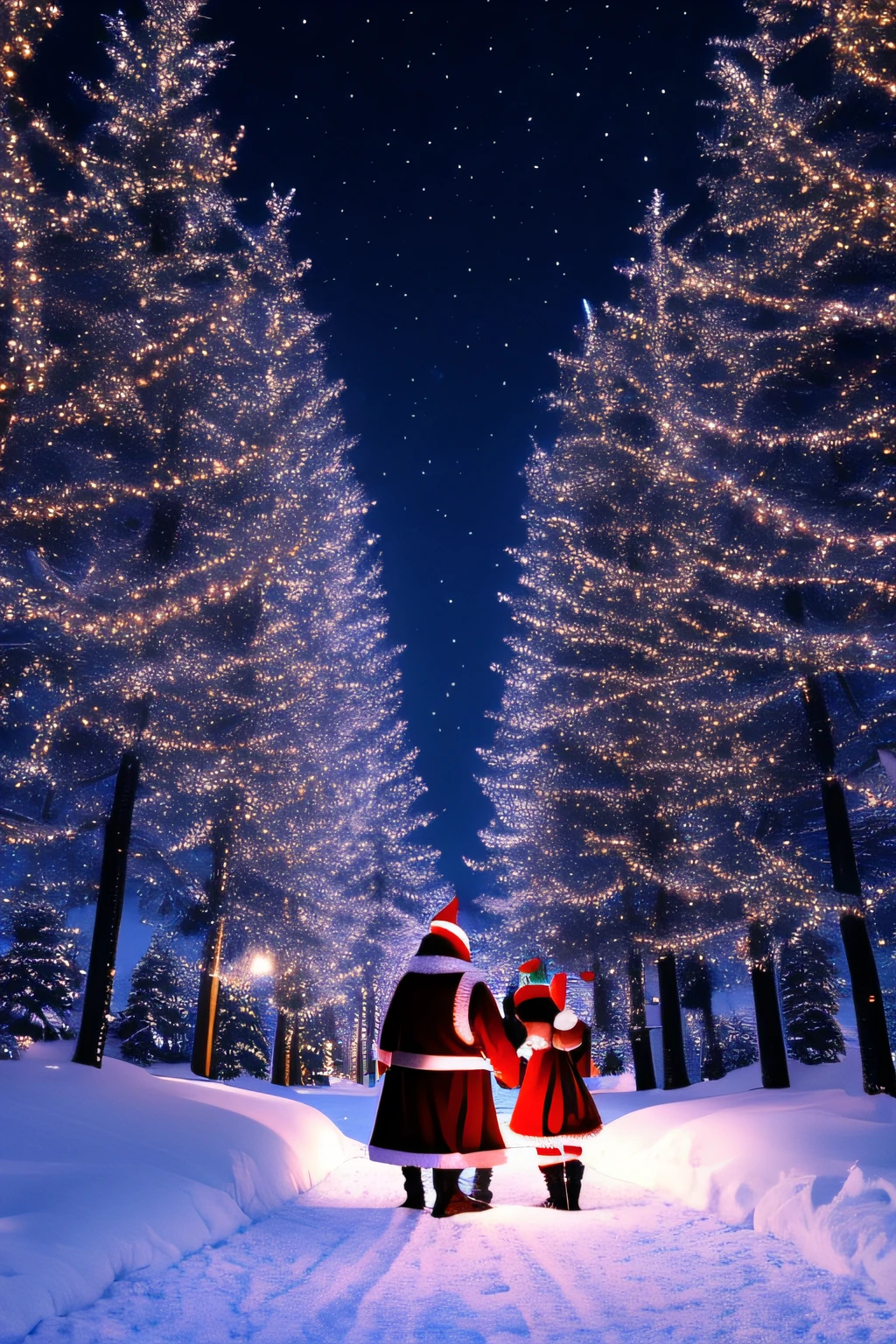 nigh sky、Christmas、santa claus、shimmer