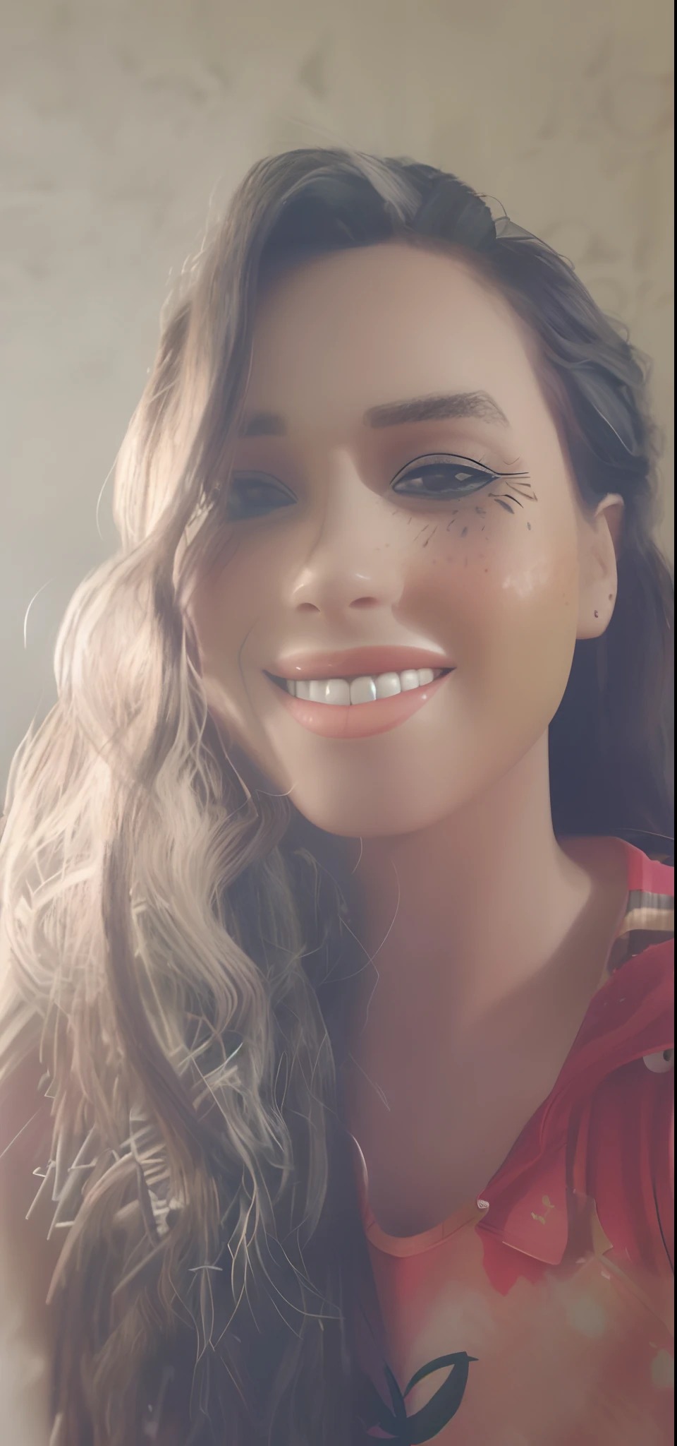 pixarstyle uma selfie na altura da cintura de uma jovem em um vestido, sorriso, no parque, textura pele negra, olhos grandes castanhos e cabelos longos castanhos texturas 4k, hdr, intrincado, altamente detalhado, foco nítido, cinematic visual, hiperdetalhado