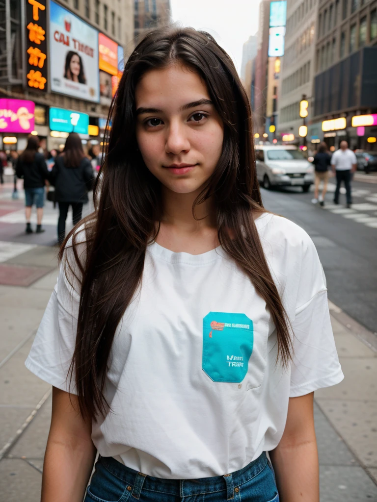 random cinematic portrait cute 18 years old girl straight hair in New York