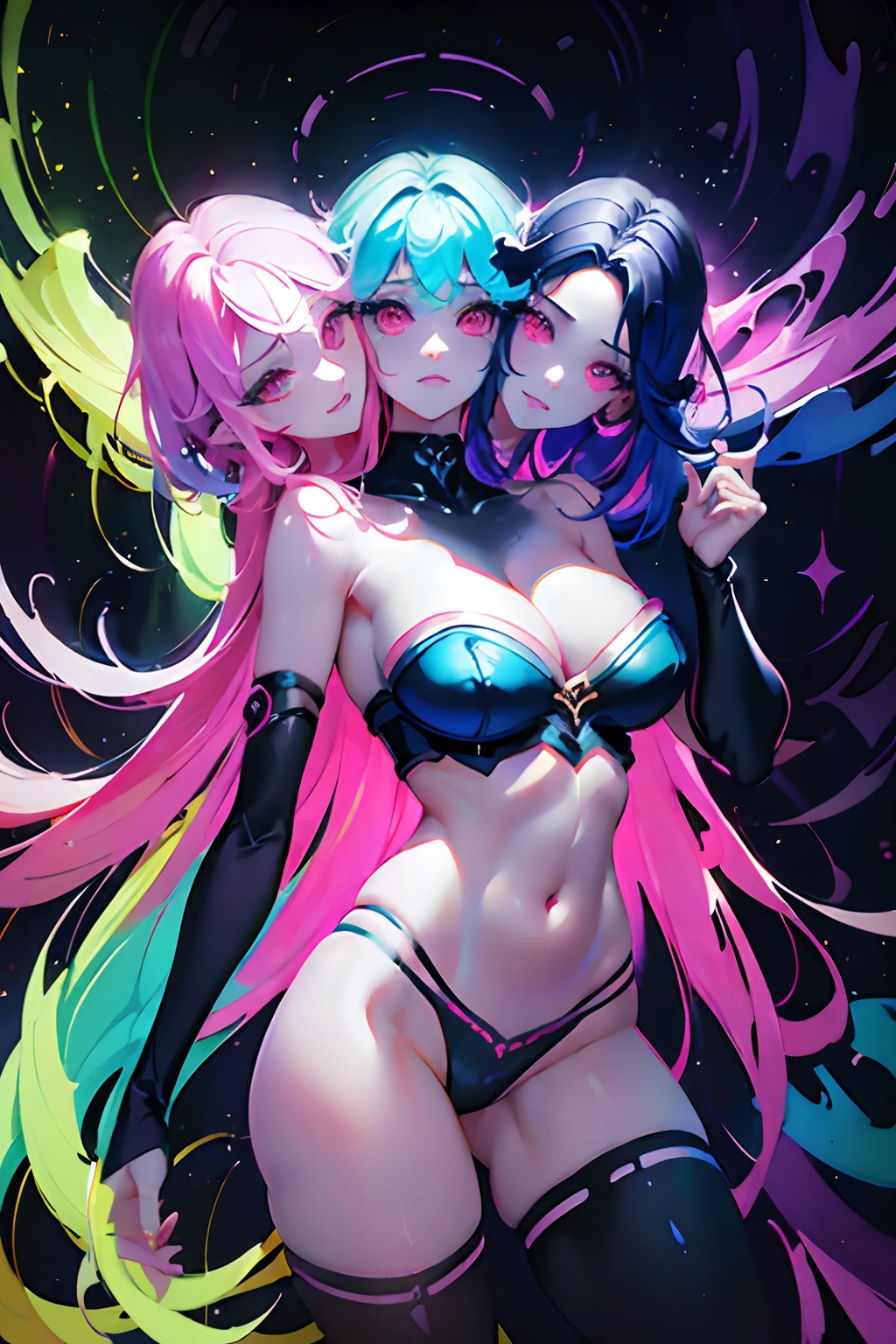 (masterpiece, best quality), best resolution, (3heads:1.5), 1girl, Woman with long light hair and bright makeup, perfect clear face, perfect anatomy, painting of a, Vivid neon ink painting, Vibrant digital painting, Vibrant digital art, colorful art, art of alessandro pautasso, vibrant cartoon art, jen bartel, colorful digital art, Colorful paintings, Colorful Digital Painting, Hypercolor Digital Art, Vivid paintings, Full-color digital art, colourful drawing, vibrant fan art