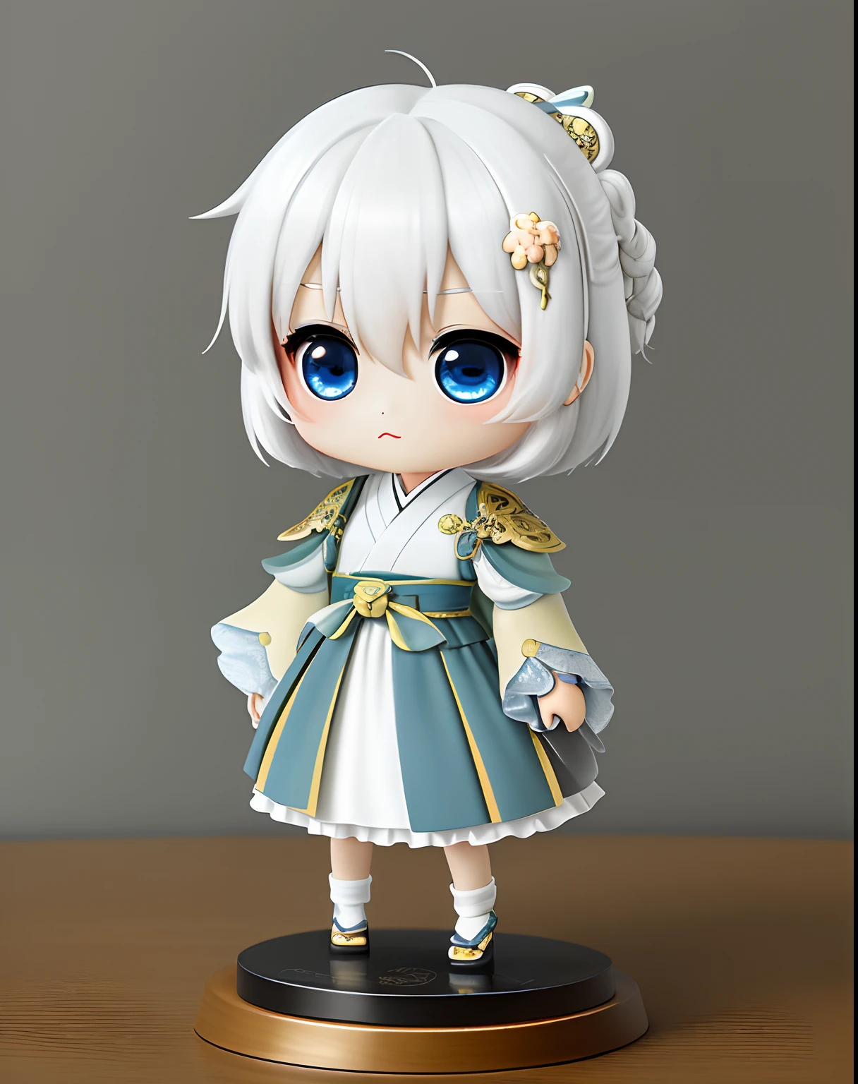 ​masterpiece、top-quality、ultra-detailliert、(Chibi Chara's Daughter:1.2)、Beautiful and cute woman with white hair in the remnants of Japan