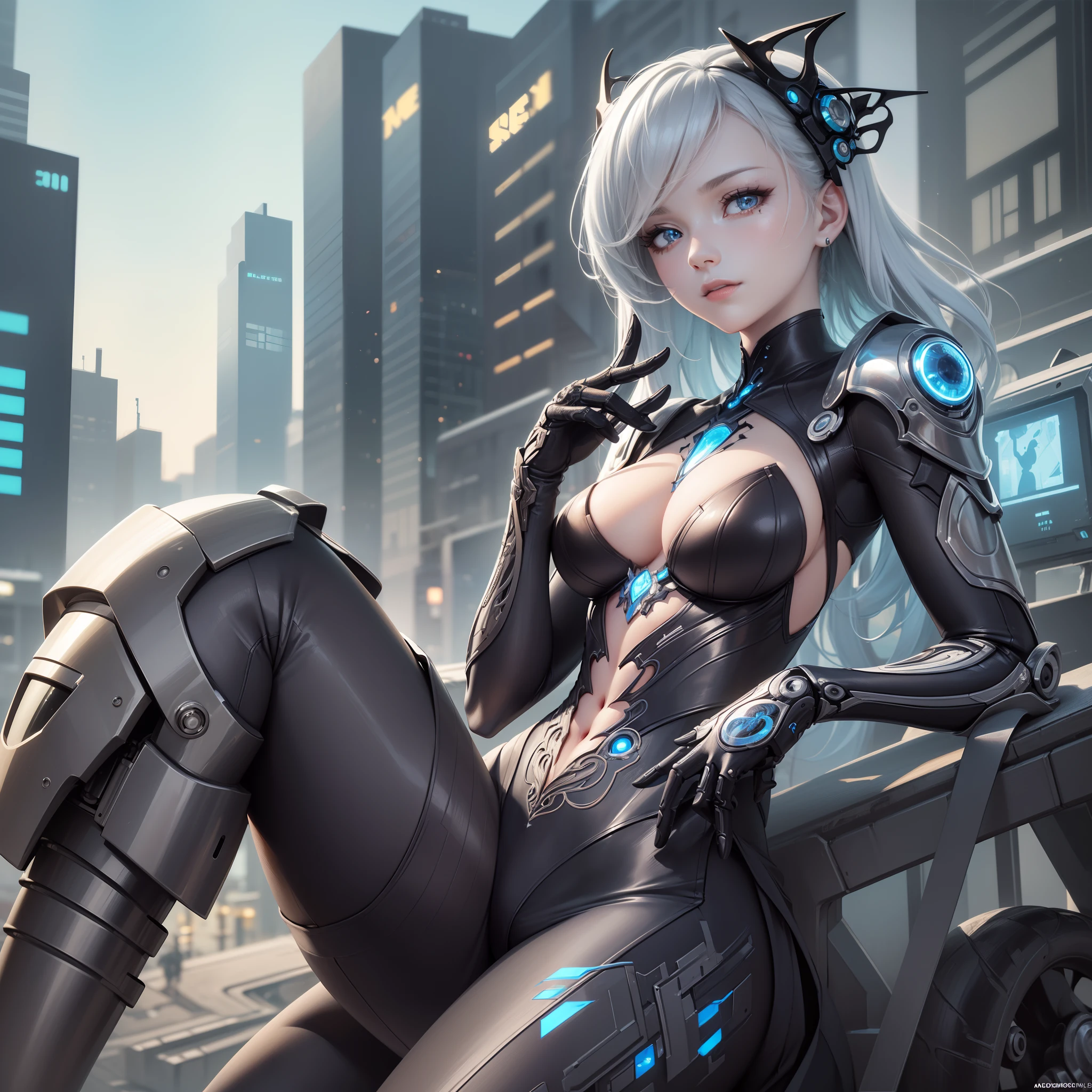 (Best Quality),(Ultra Precision),(Ultra High Definition),(Detailed Description),(16k,Ultra High Definition),Masterpiece,Sharpness:1.6,Anime,Wallpaper, 1 Person,(((Detailed Machine Body:1.4)),Height:1.2,Egg Face:1.6,Skin Details,Big:1.9,Slim Abdomen,Beautiful Body Line,(Detailed and Detailed Beautiful Face:1.7)),Clavicle,Hipbone,Ribs:1.3,( Naked torso:1.1),(Steep costume with detailed and detailed description:1.9),High-leg pants,Fashion model-like:1.6,(Mechanical eyes glowing with detailed description:1.4),Cyberpunk:1.6,Neon:1.5,Cybercity:1.5,Sci-fi world bike:1.3,Speeding:1