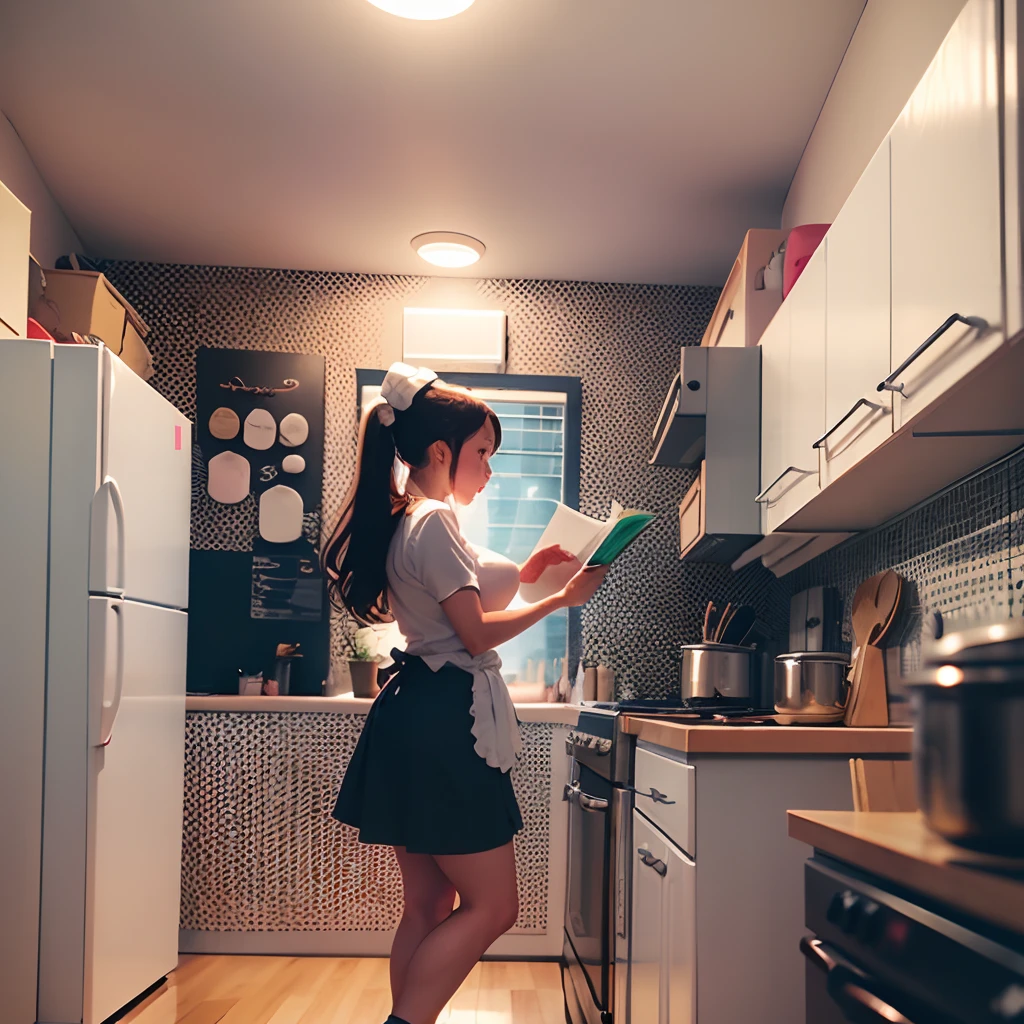 girl cooking in kitchen, only comics --auto --s2