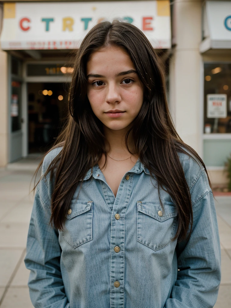 random cinematic portrait cute 18 years old girl straight hair