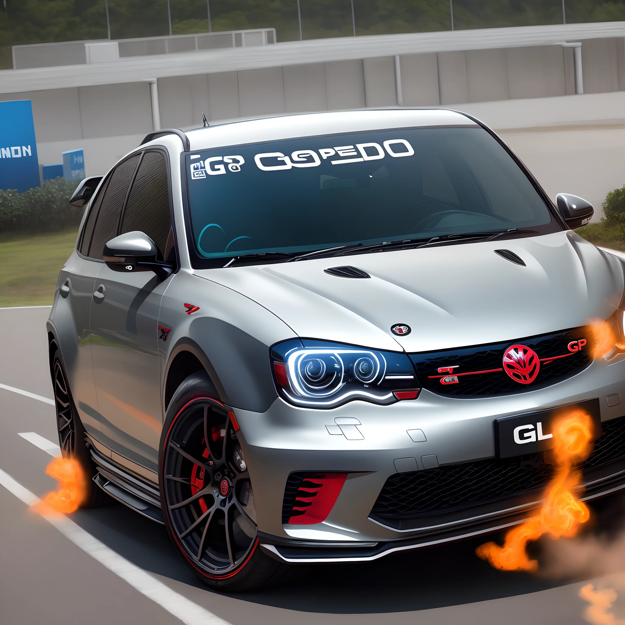 Logotipo gol gti preto cromado com o nome Anderson Novais 84