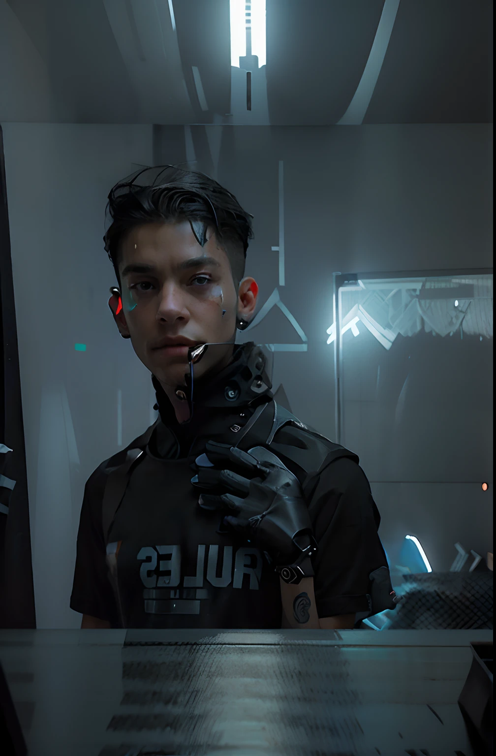 Change background cyberpunk handsome boy, realistic face, 8k, ultra realistic