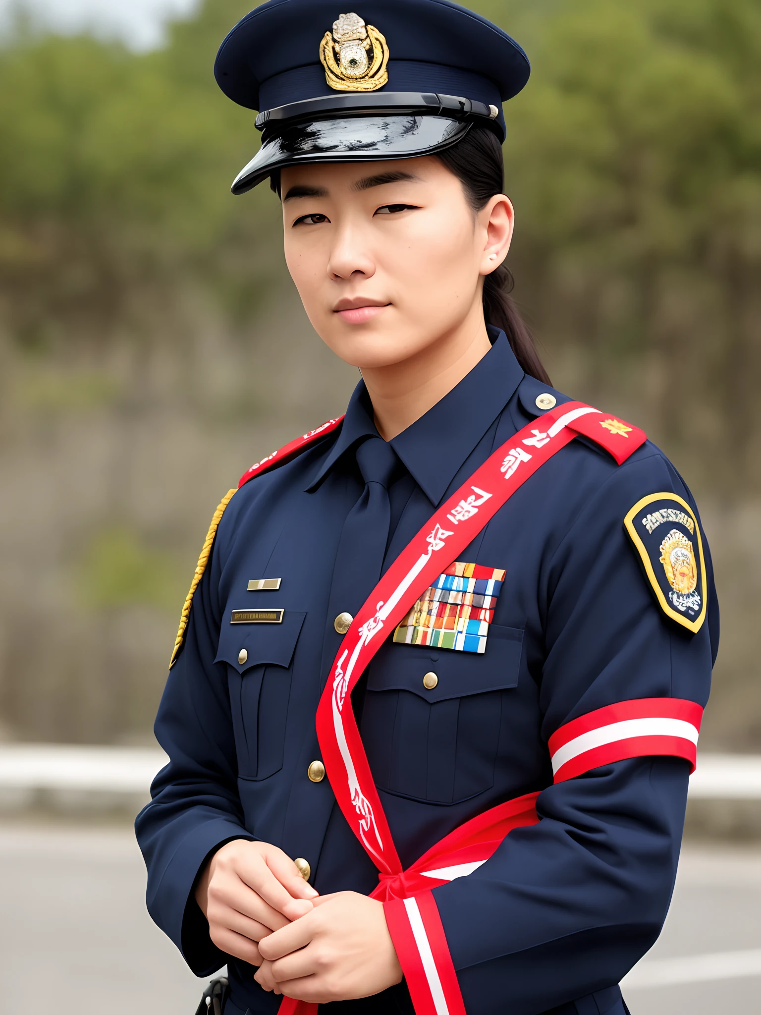 Uniformed Self-Defense Forces officer wearing the Grand Ribbon of the Rising Sun