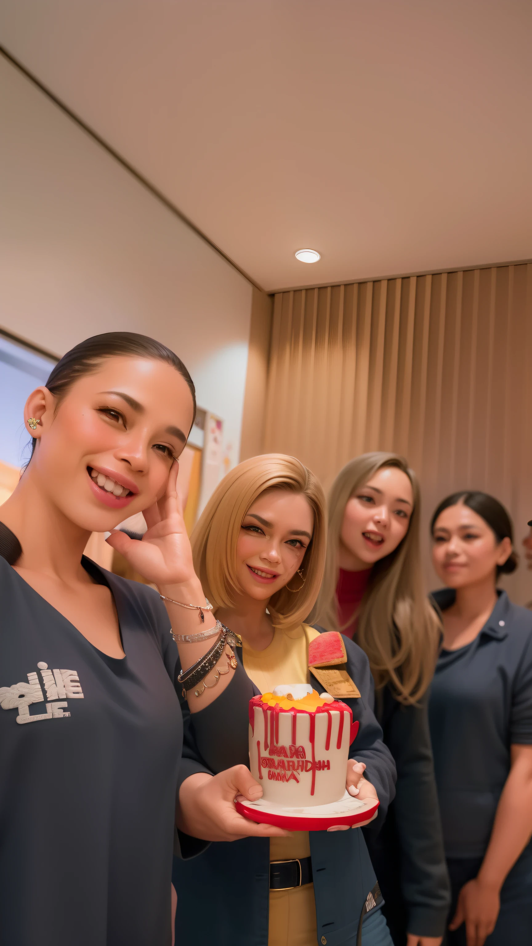 mulheres sorridentes em esfoliantes segurando um bolo com um bolo sobre ele, imagem de perfil, foto do perfil, grandioso!, happy birthday, 🤬 🤮 💕 🎀, divertindo-se, foto de grupo, instagram story, 🔞🤡, Directed by: Nandor Soldier, Directed by: David Ruby, segurando um ouro! cane!, foto de perfil, exclusivo, trending ，