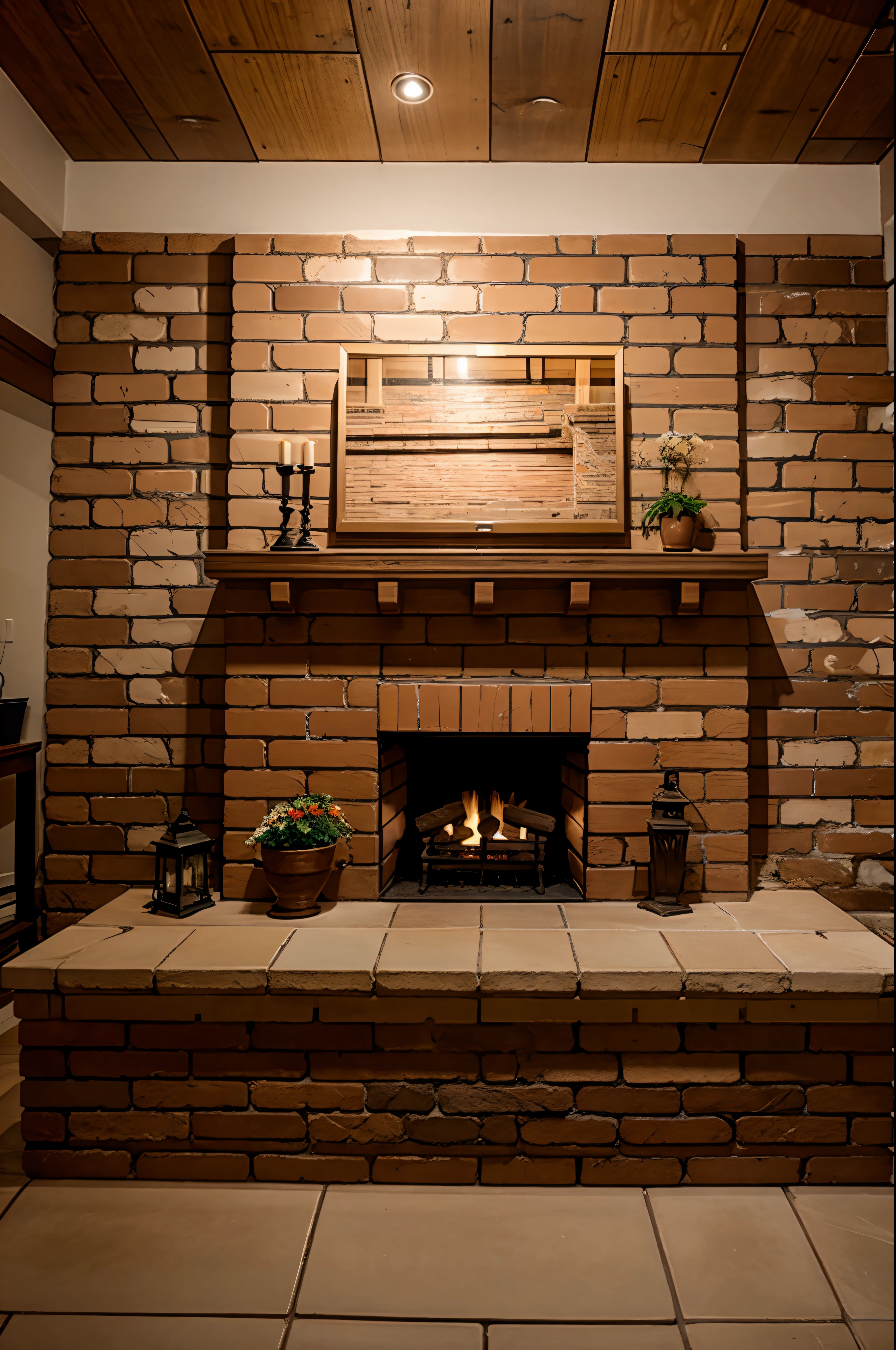 Brick fireplace