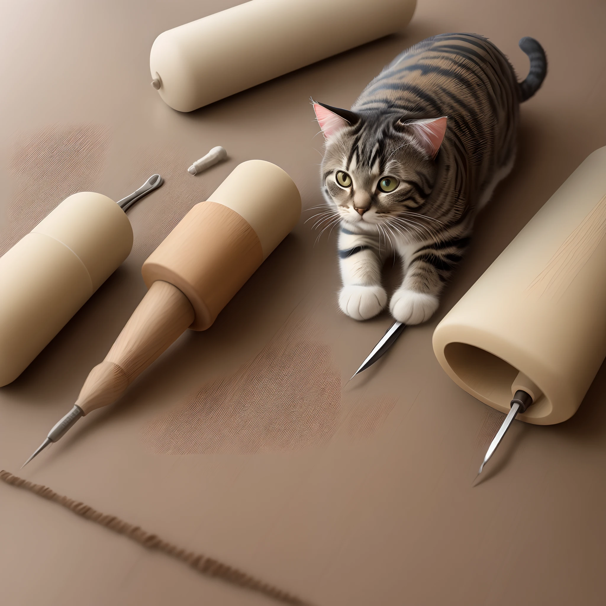 Logo Cat Paste Rolling Pin Sewing Needle