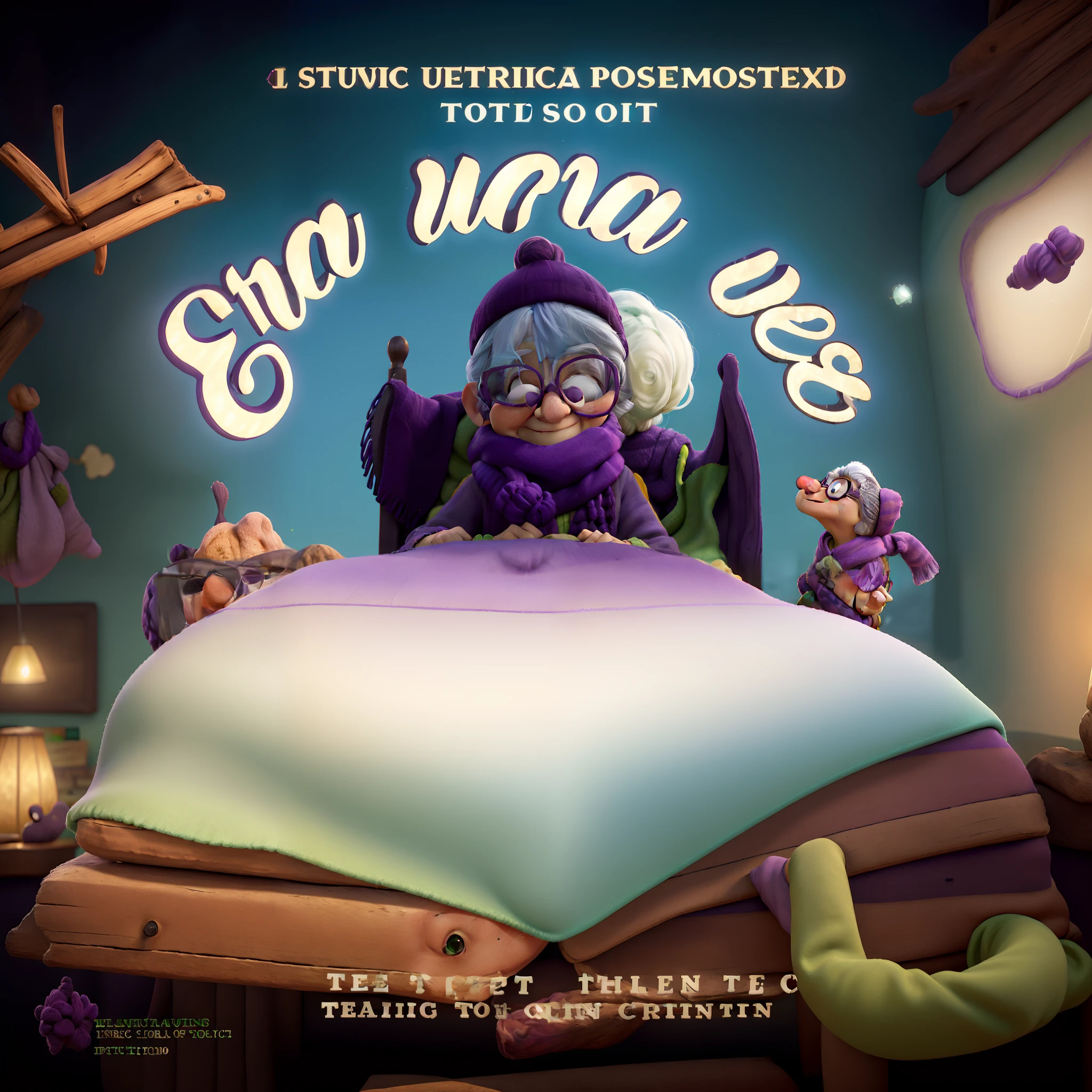 (old woman:1.2),(glasses:1.1),(scarf:1.1),(purple coat:1.1),(green scarf:1.1),(park),(illustrations:1.2),(realistic:1.37),(vibrant colors),(soft lighting)