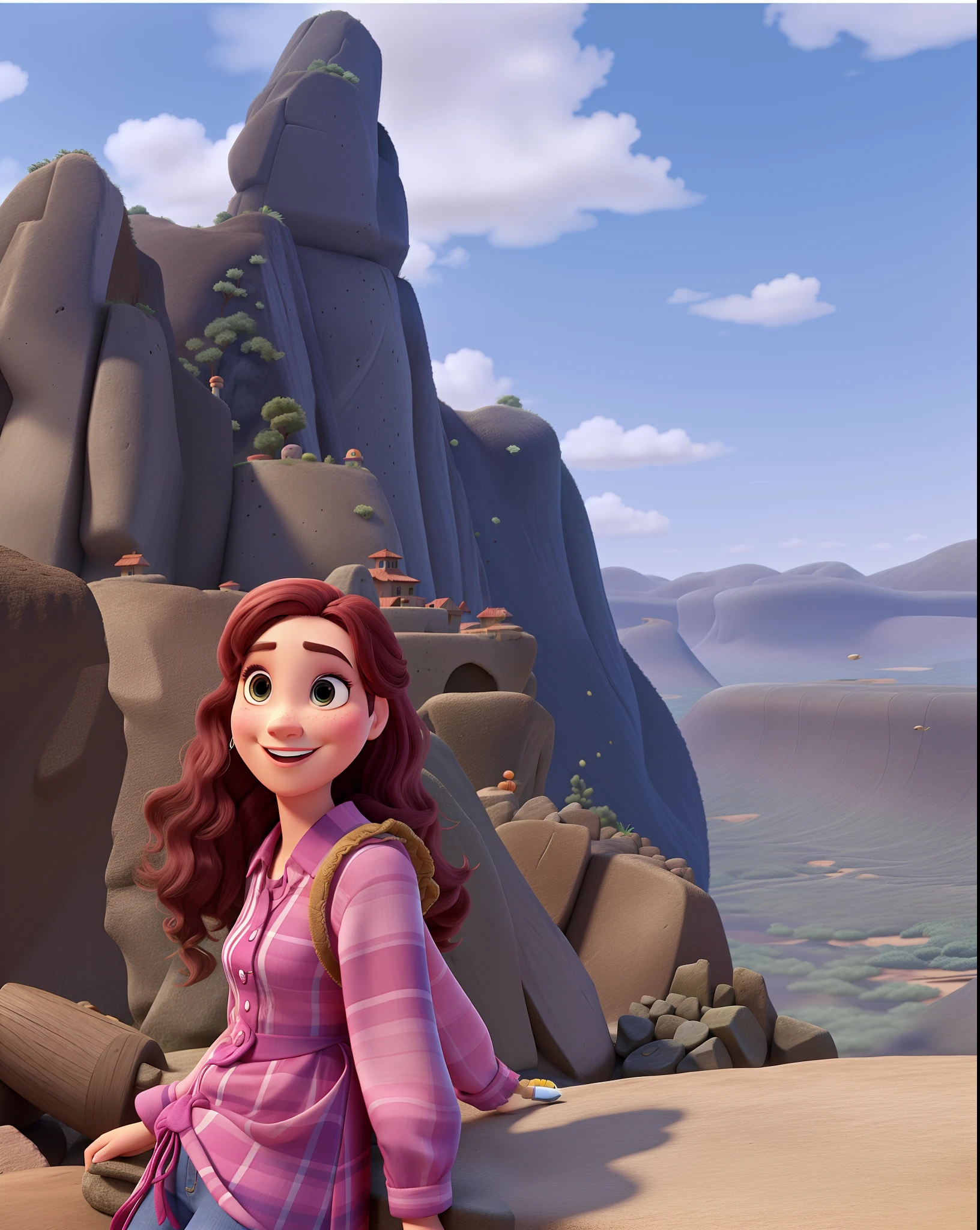 Uma mulher no estilo Disney pixar