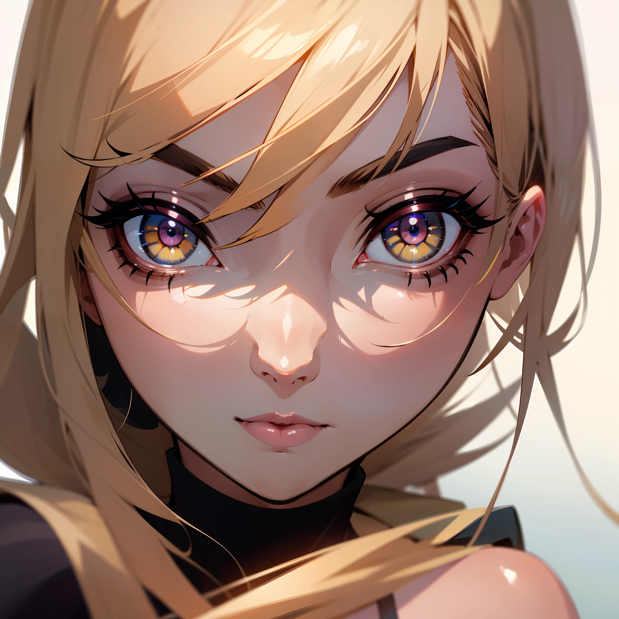 Stunning close-up shot capturing the mesmerizing gaze of a captivating female with beautifully accentuated eyes and alluring eyeliner.