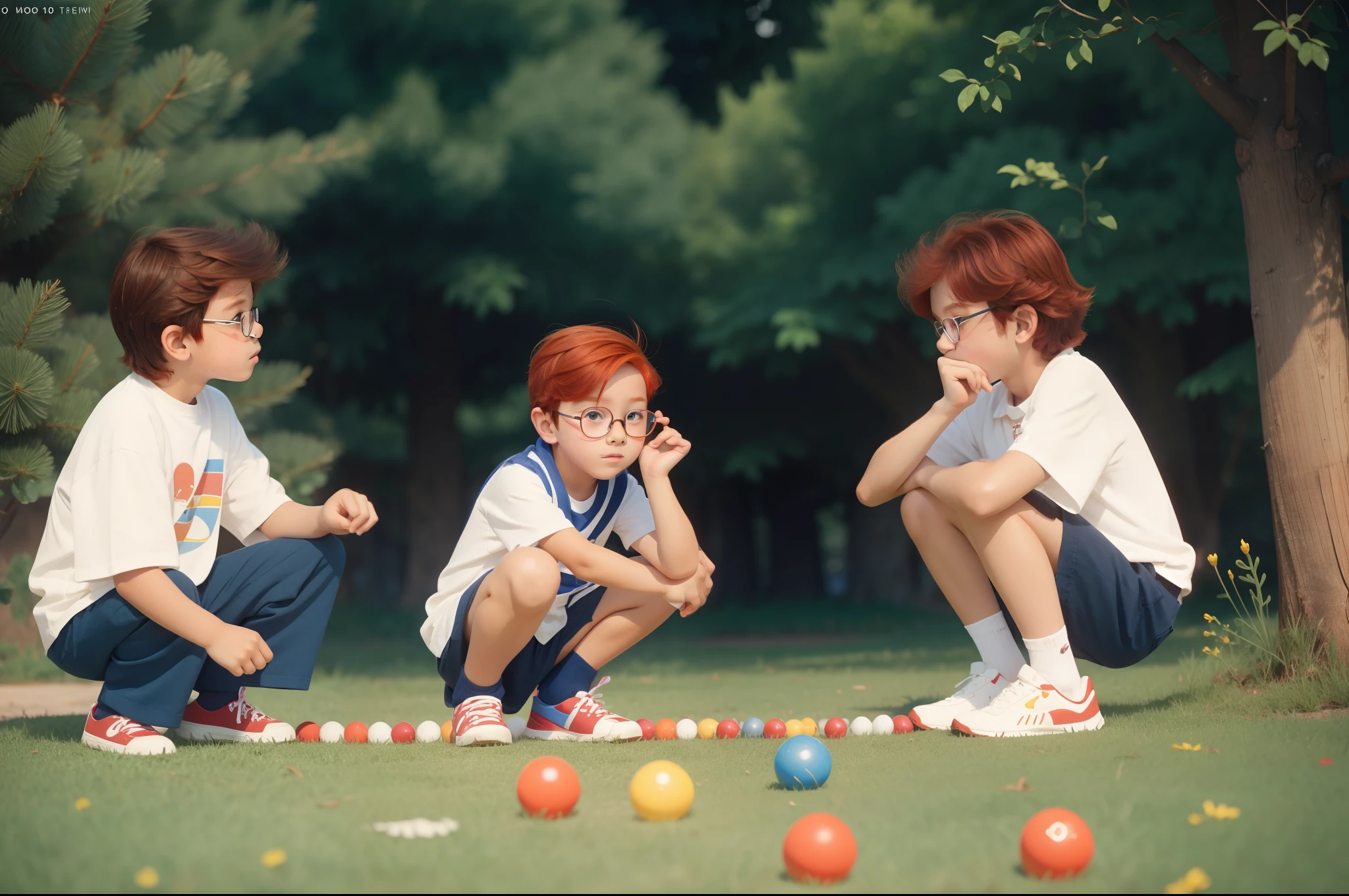 10-year-old boy, redhead, frekles, glasses