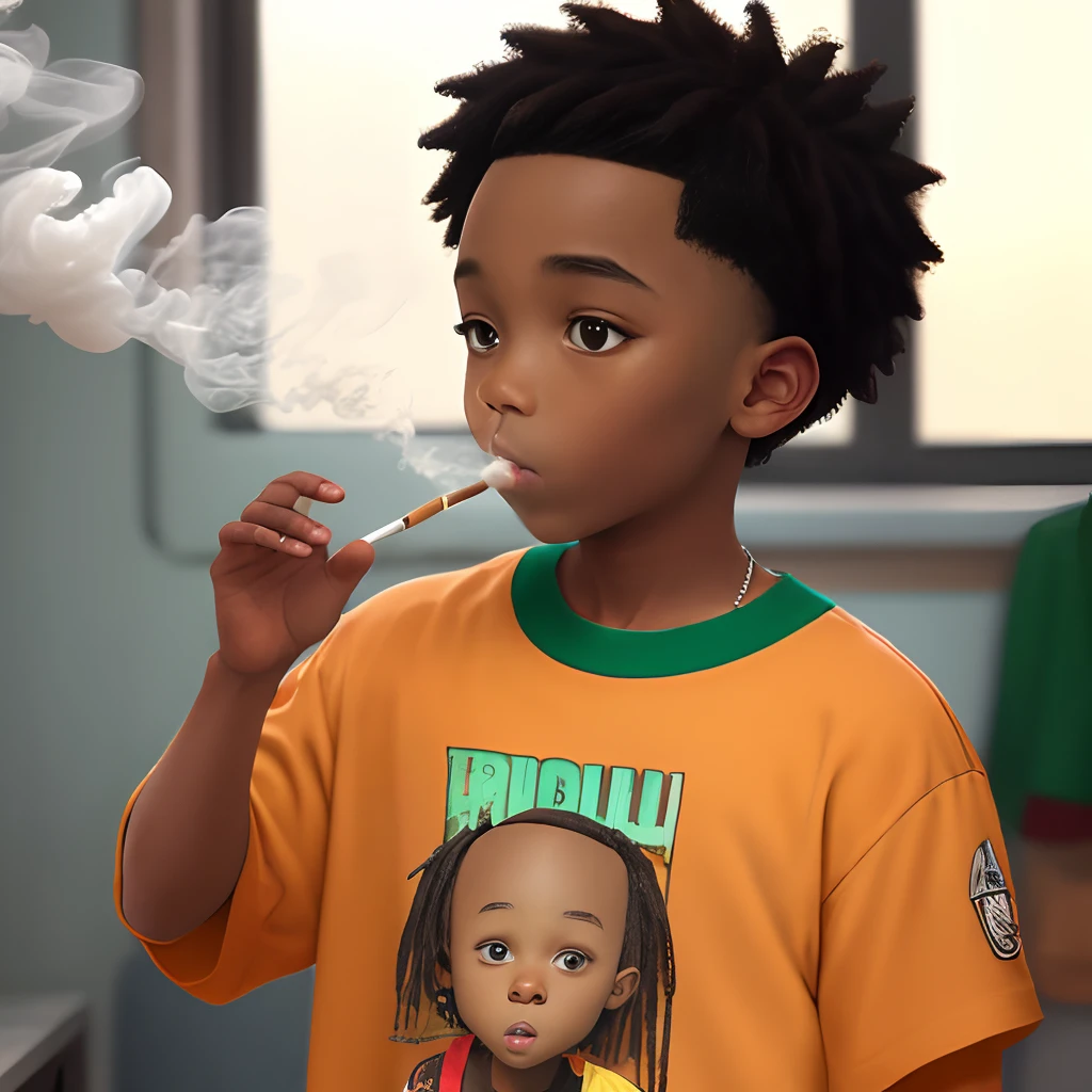 Little bill smoking weed while wearing designer clothes