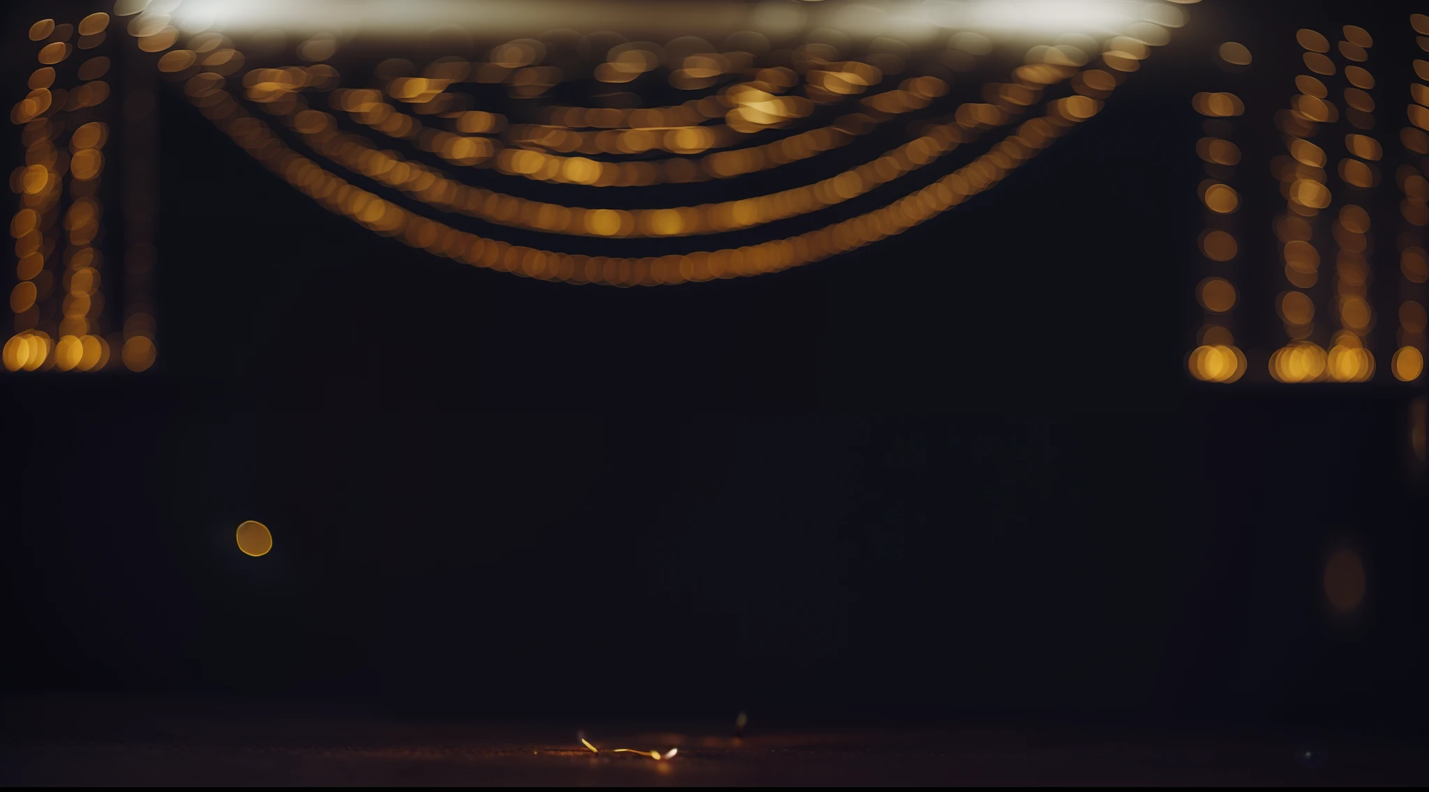 there is a candle that is lit up in the dark, dark bokeh in background, glowing lights intricate elegant, bokeh backdrop, many glowing lights, bokeh intricate details, with glowing lights at night, diffused lights, intricate sparkling atmosphere, glowing lights intricate, thin glowing lights, bokeh lights, lots of lights, warm yellow lights, beautiful glowing lights