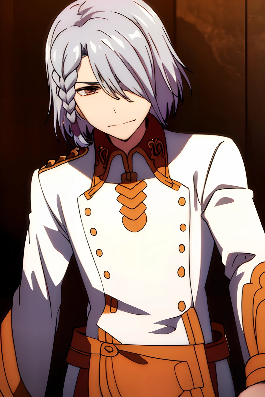 1 boy, short hair, smily face, master piece, gray hair