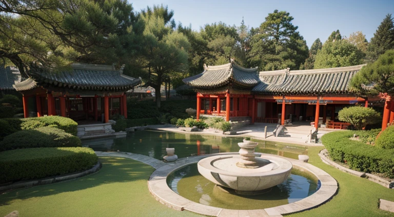 A 3D Chinese garden carved from a
large piece of white jade, colored
ink style, CG rendering --ar 2:3 --q