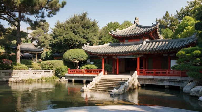 A 3D Chinese garden carved from a
large piece of white jade, colored
ink style, CG rendering --ar 2:3 --q