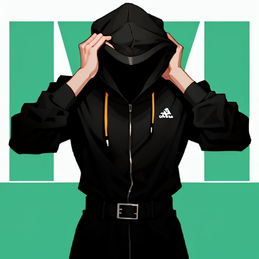 A strud man cover his face , dress up like content creator , cool and motivation background