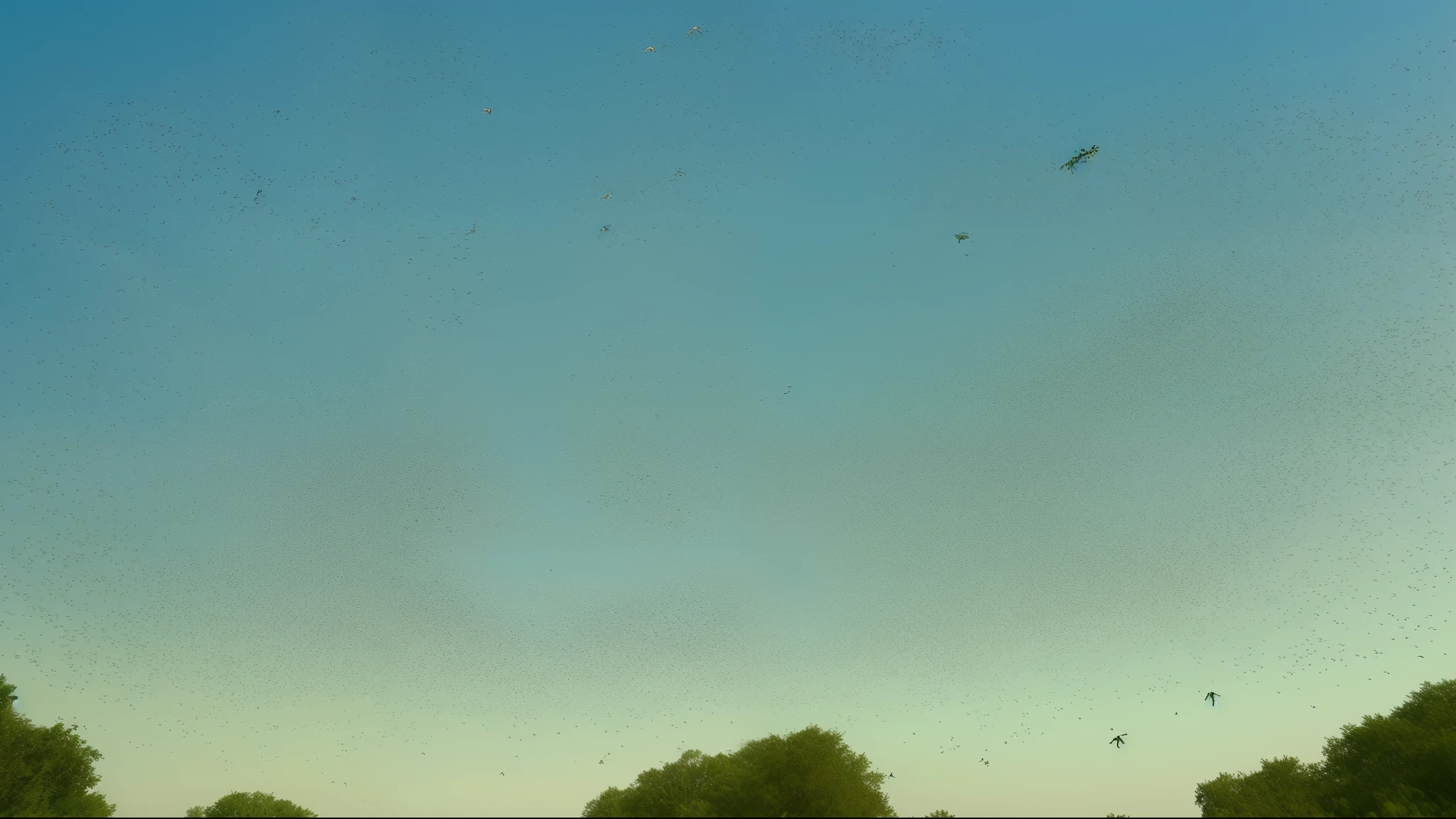 Countless frogs flying in the sky