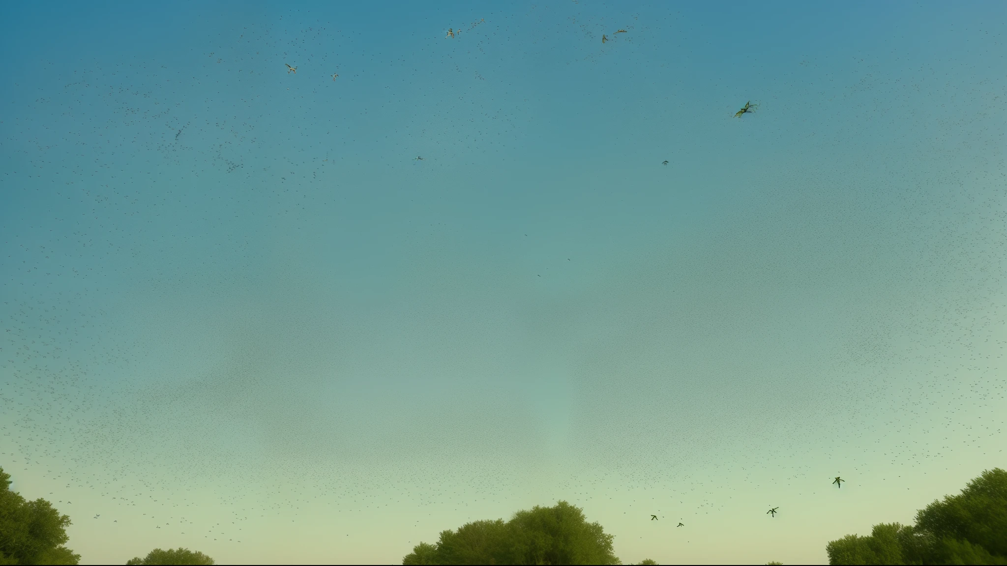 Countless frogs flying in the sky