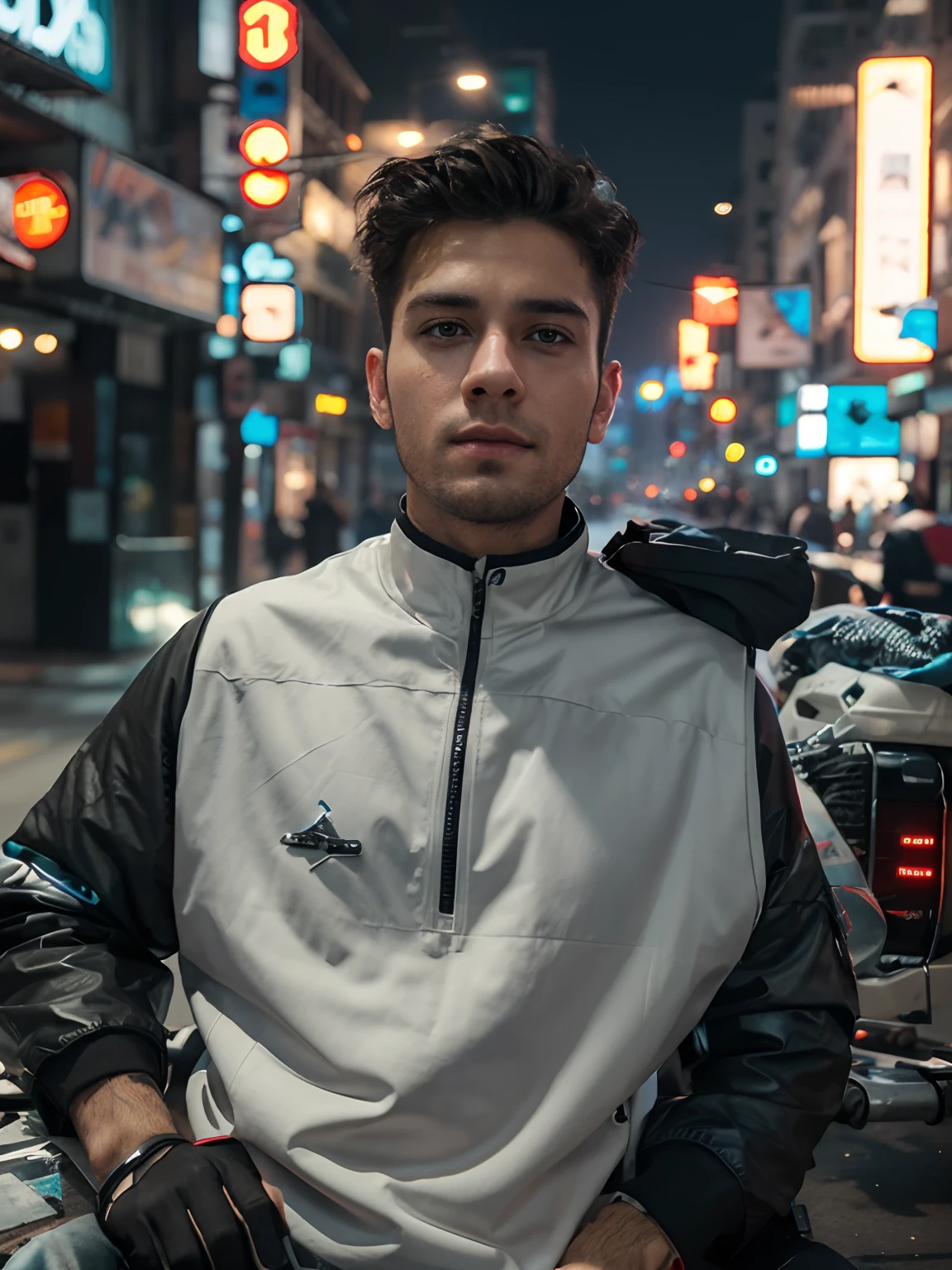 Change background cyberpunk handsome boy realistic face 8k ultra realistic