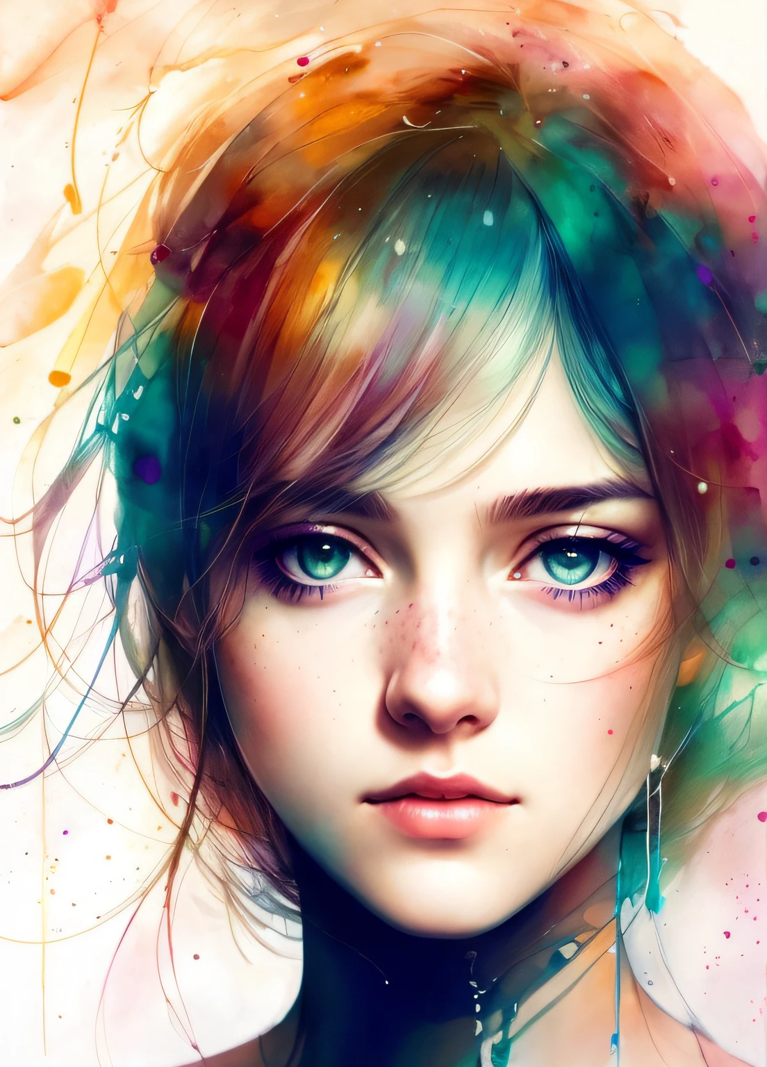 a woman by agnes cecile, luminous design, pastel colours, ink drips, autumn lights