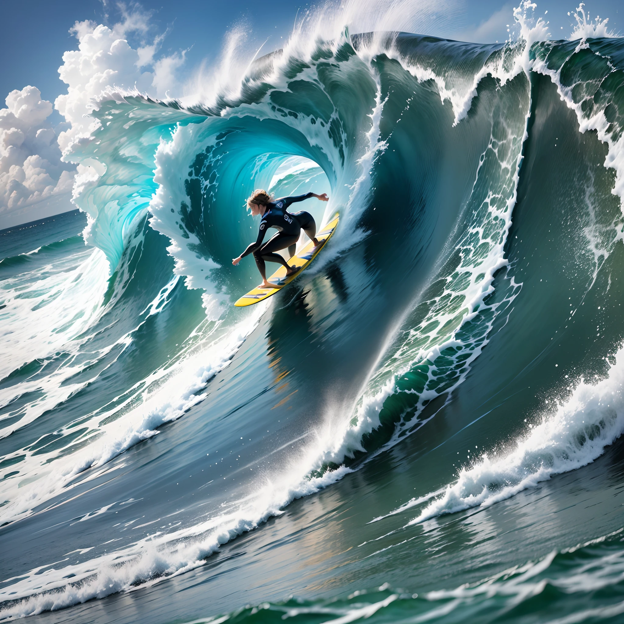 banana ridibg a big wave on a pink surfboard. --auto --s2