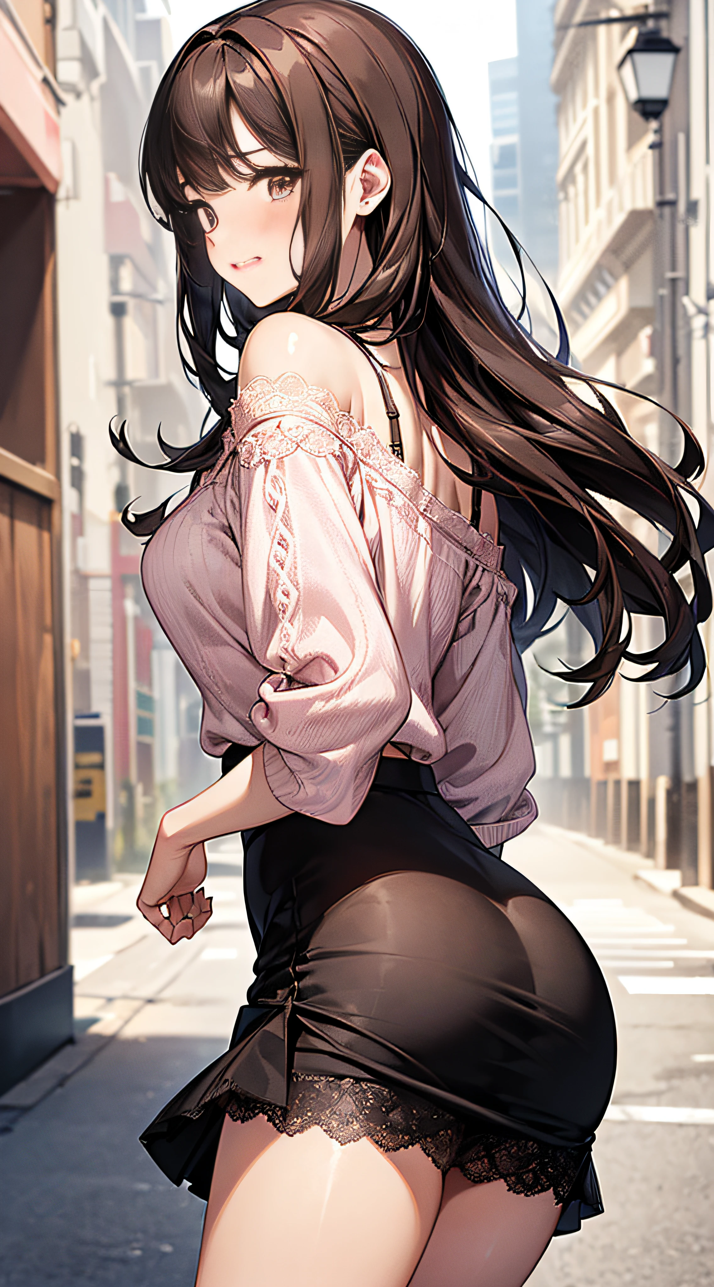 2272px x 4096px - Anime girl in a short skirt and blouse walking down a street - SeaArt AI