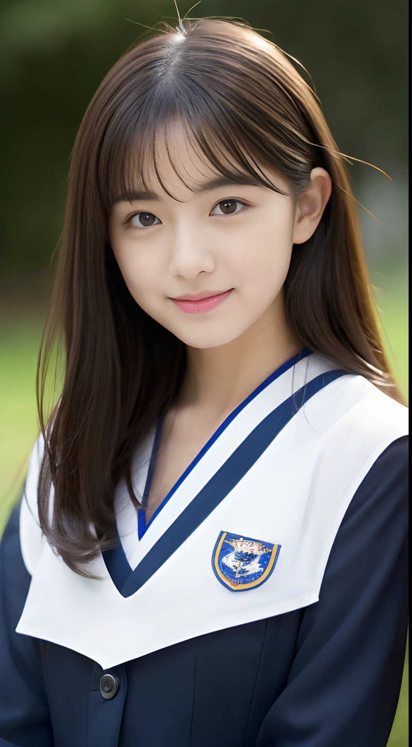 (((full bodyesbian)))、((Girls' High School Uniforms))、((1a person))、ponytail、short-hair、Close to the subject、((a school flower beds)))、(((ssmile)))、(((Girls' High School)))、((a beauty girl))、((sexy pose))、Photorealsitic、Beautiful detailed eyes、Hyper-Realism、highcontrast、Ultra HD、realistic skin textures、Top image quality、top-quality、超A high resolution、Fine details、Very meticulously、well-endowed round bosom