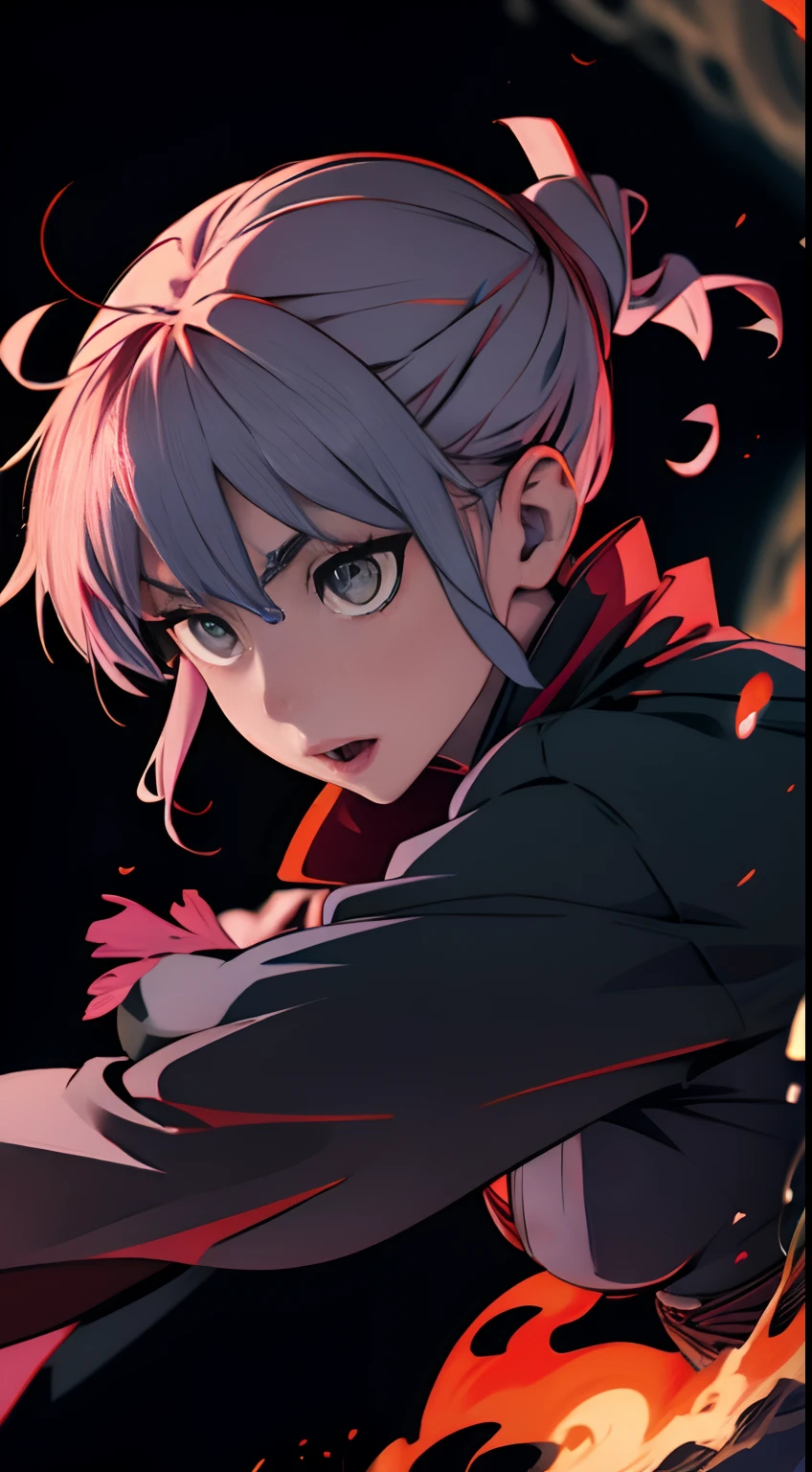 Sukuna from Jujutsu kaisen as a girl with flames