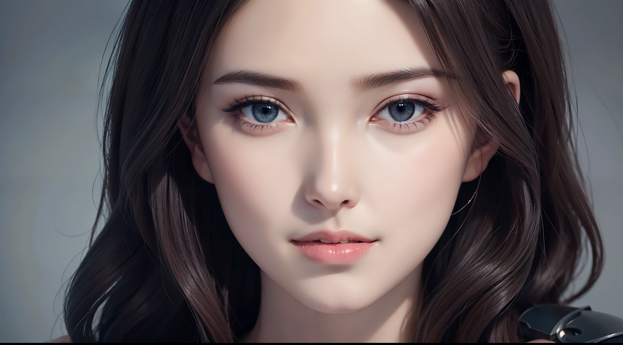 Close-up of a woman dressed in black posing for photos, Artgerm; 3D Unreal Engine, Smooth anime CG art, 8K high quality detail art, 8K 3D rendered character art, Extremely detailed art, Portrait of a knight of the zodiac girl, Fantasy art style, Anime Fantasy Art 2.5 D CGI, Gothic Shoujo Anime Girl, ( (Beauty needs)), ((Feminine and sensual)), ((Perfect face)), ((Delicate facial features)), ((beautiful eyes, Meticulous depictions, Close-up)), ((Spearhead))