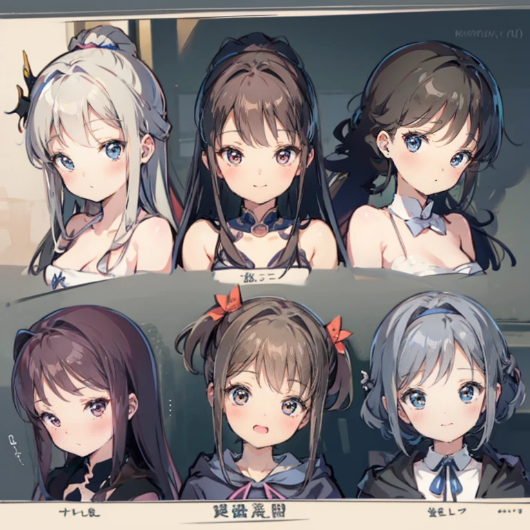 Best Quality、CharacterDesignSheet、You can use magic、faces、shot from top