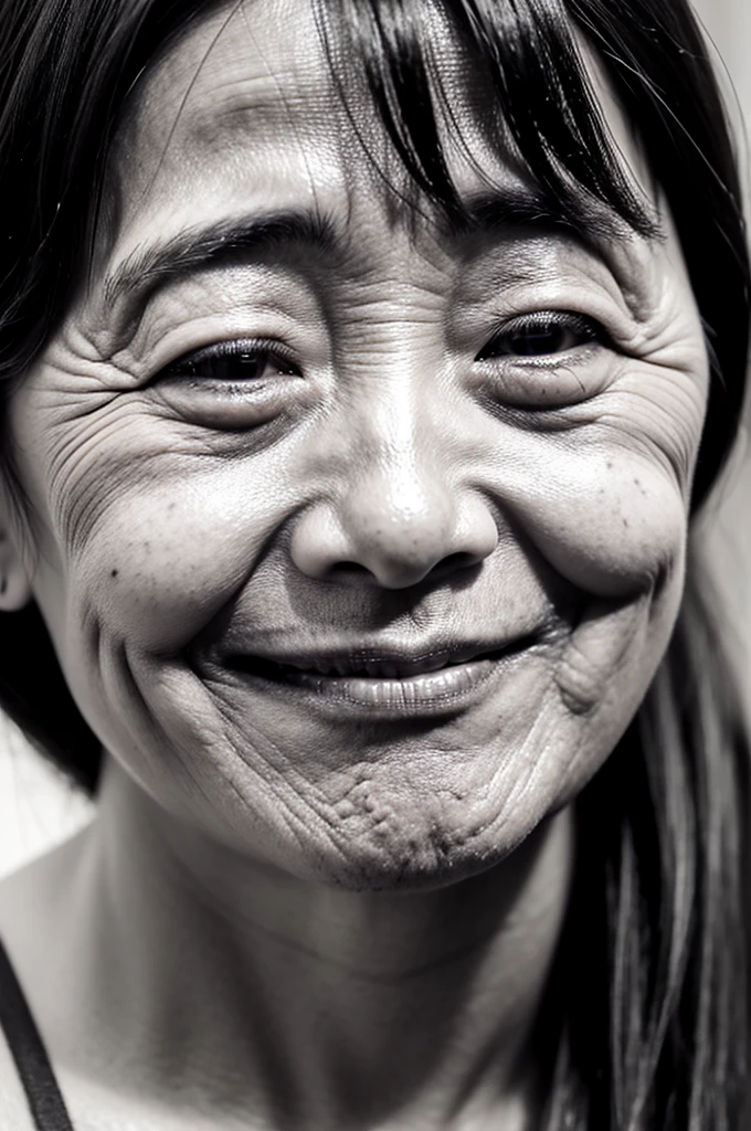 Chinese women, Old, Over 60s, kind, black andwhite, Front close-up, border, high quality