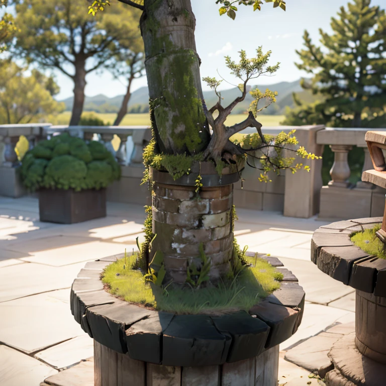 Tree stumps are randomly arranged with tree stumps with varying heights