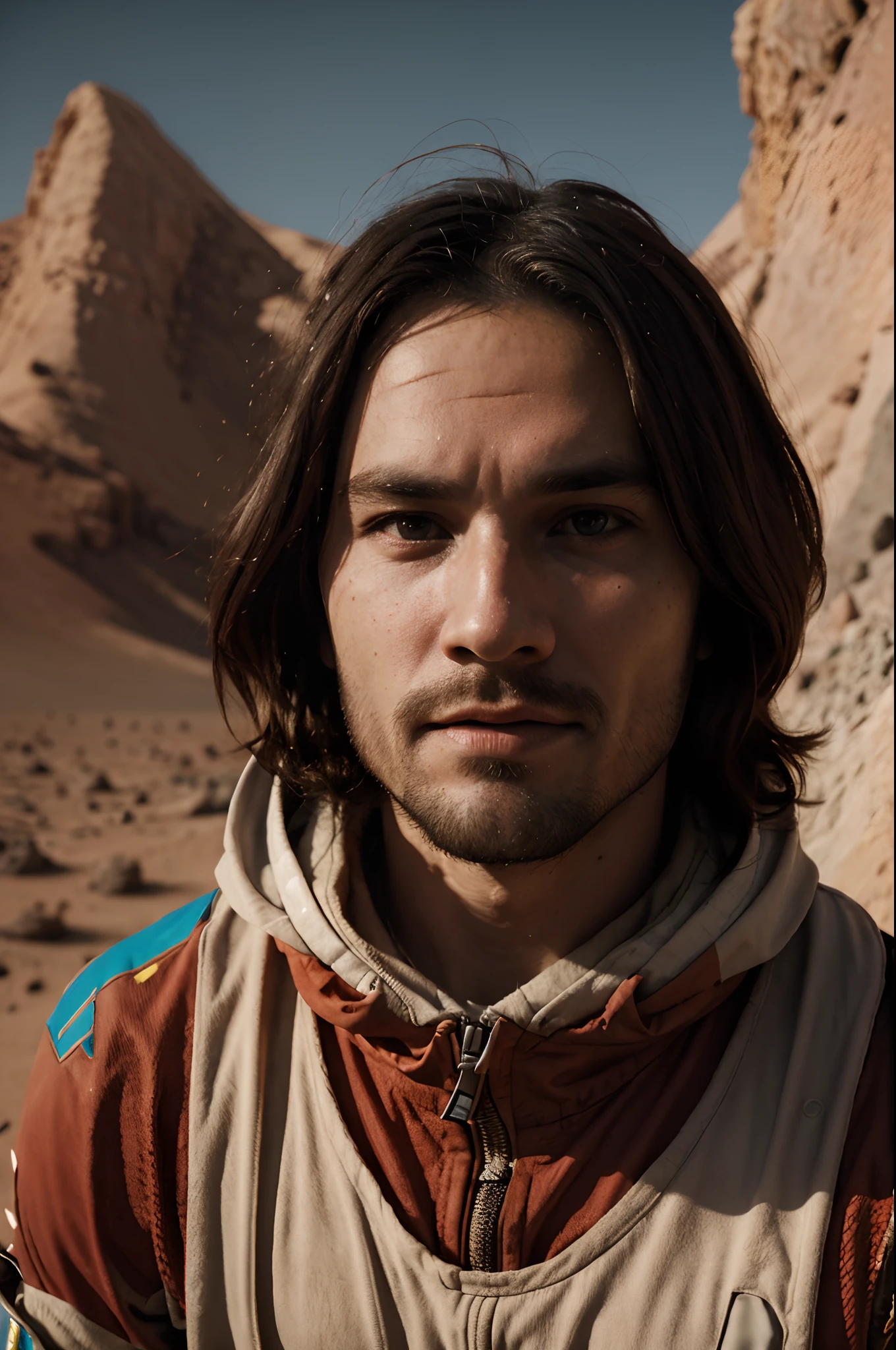 cinematic portrait of a dude on mars