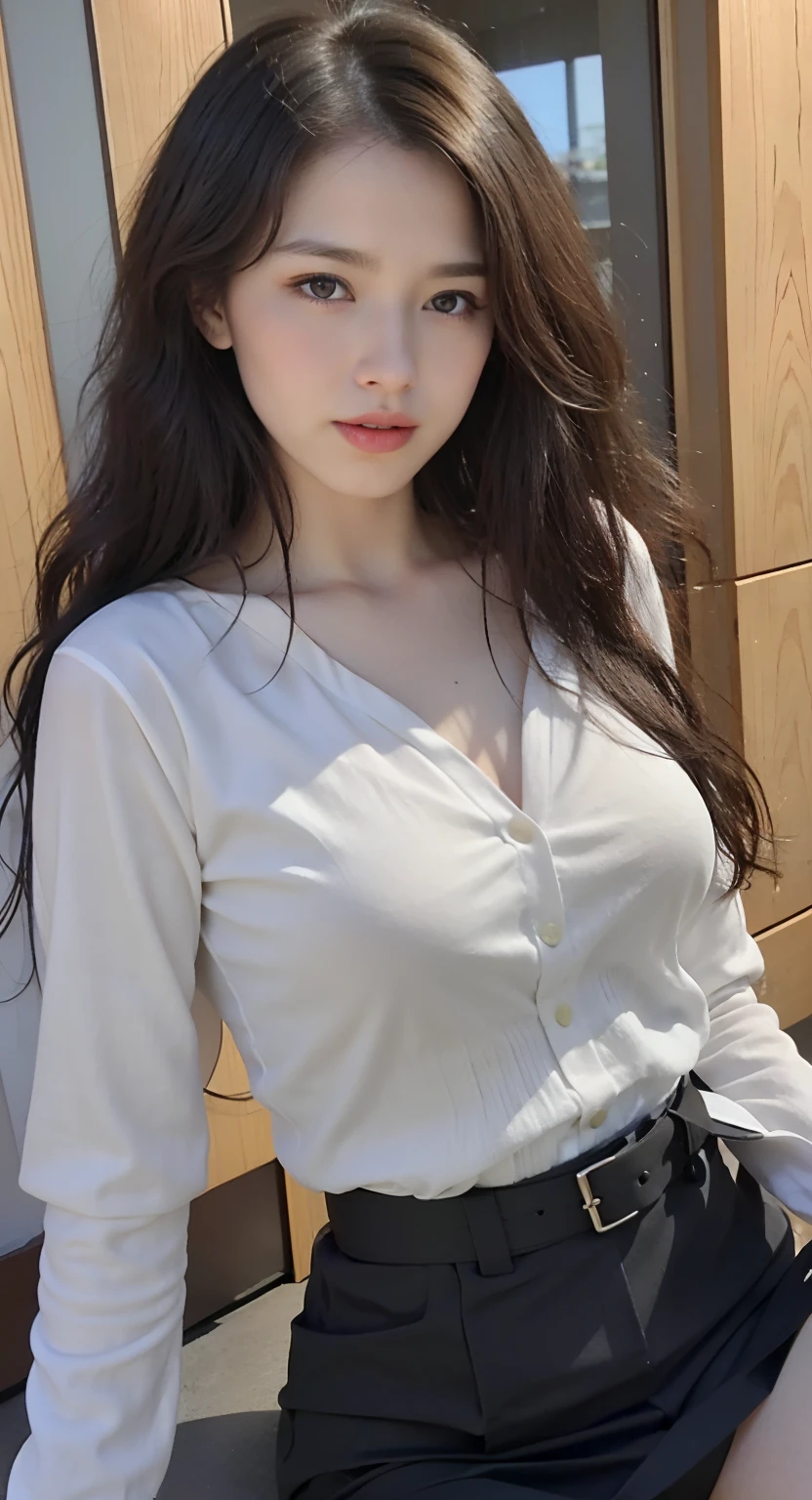 Looks without a bra、Protruding nipple、(in 8K、top-quality、​masterpiece:1.2)、(realisitic、Photorealsitic:1.37)、ultra-detailliert、*** 1 人、cute little、独奏、Beautiful detailed sky、s Office、sitting on、date、(Nasal blush)、 (Perfect beautiful face:1.15)、(a closed mouth)、Fine and beautiful eyes、(Suits:1.1)、Daytime、、short cut hair、、White lace、(short-hair:1.5)、Float NovaFrogStyle、toppless、full body Esbian、a 20 yo woman、brown haired、、Brown-eyed、small head、((g-cup))、fashionGirl、beautidful eyes、True Face、authentic skin、Lifelike face、real looking skin、A detailed eye、、(No Underwear:1.3)、Dynamic Poses、viewer、See detailed faces and breasts、announcer,See-through shirt。The tips of the are sticking out。areola protruding。The shape of the pubic area is clearly visible。gals。Lots of lashes。Pure black eyeshadow。Pitch black lip。Pure black sexy pin heels。pubick hair。the lower abdomen bristles。A slender。crotch open。I'm big。Very much pubic hair。pubic hair is very protruding,Petite and delicate figure、Dark blue suit、Camel toes、Protruding＿teats